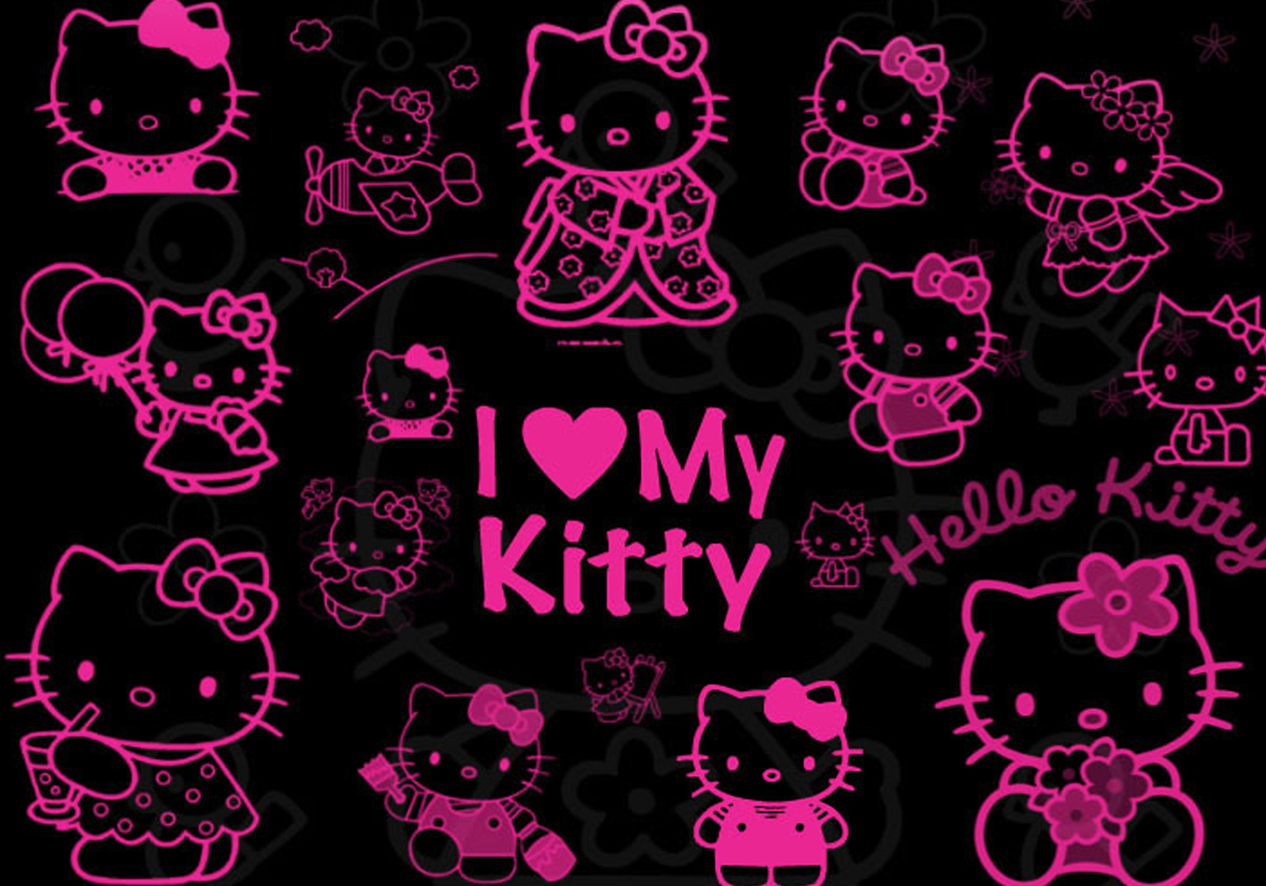 Hello Kitty Black And Pink Background
