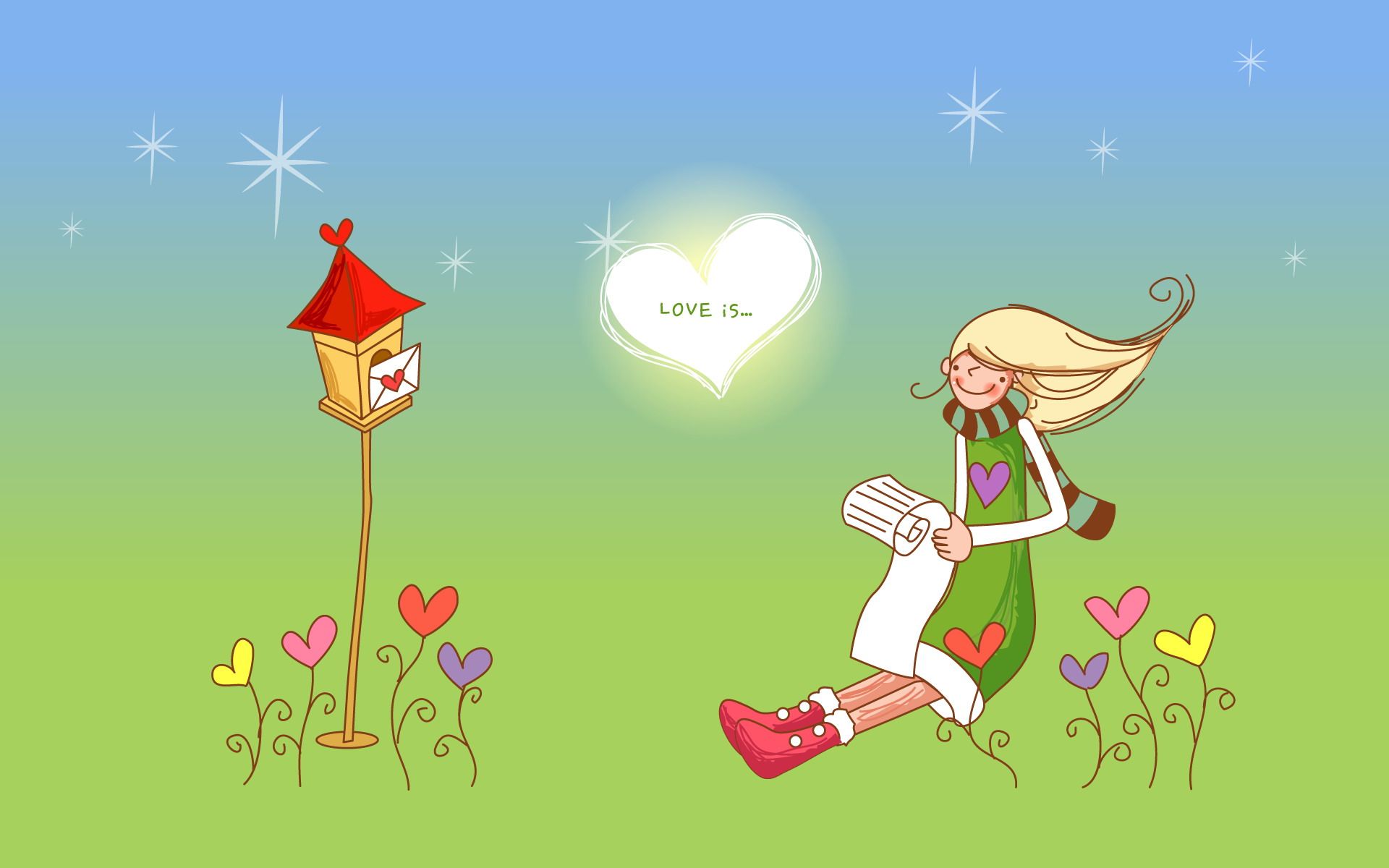 Girl Reading Love Letter Vector Wallpaper. Girl reading, Girl wallpaper, Lettering