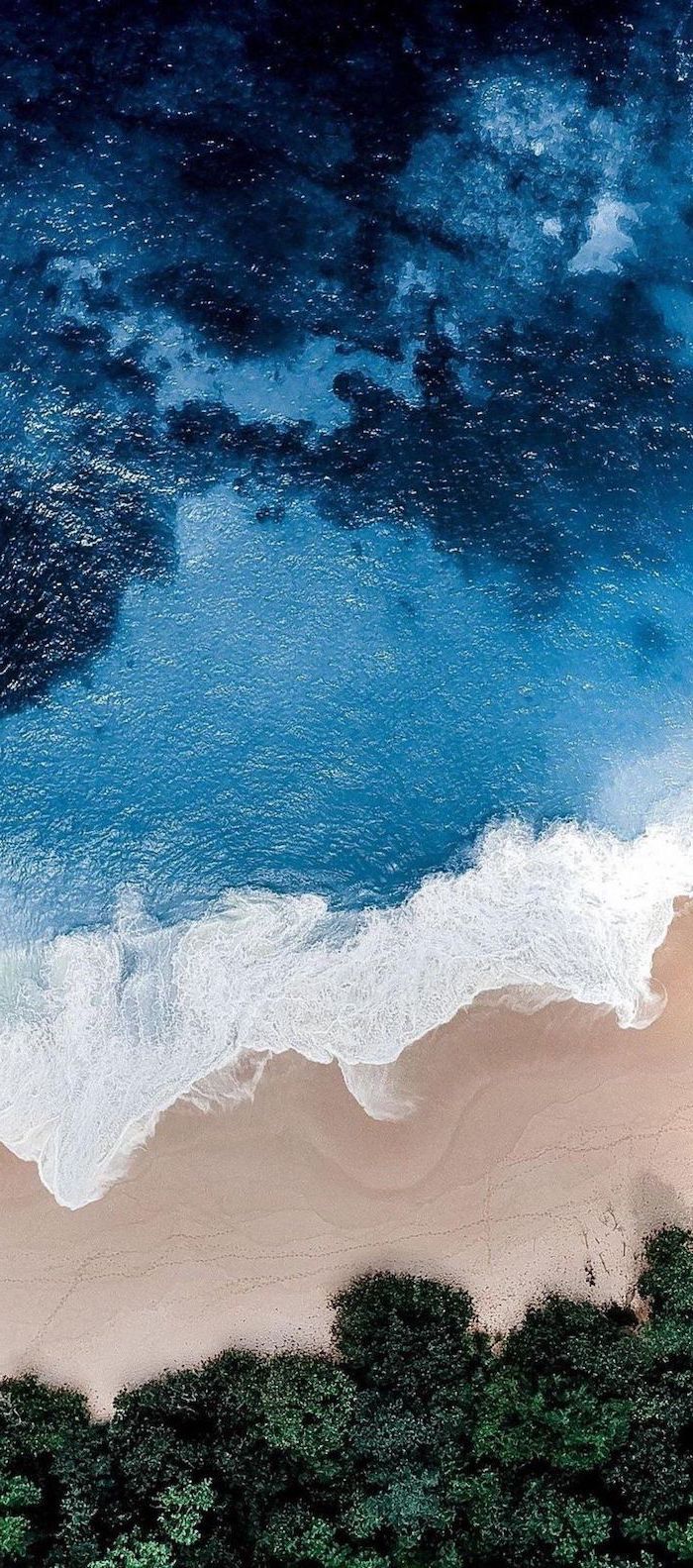 shades of blue, ocean water, beach and trees, cute wallpaper. Summer wallpaper, Summer background, Wallpaper iphone summer