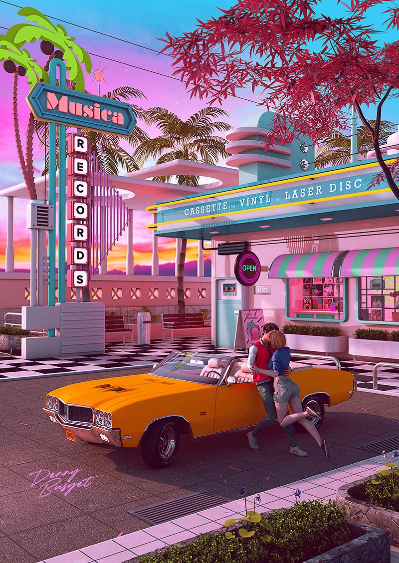 First Kiss 80s Nostalgia Poster by dennybusyet. Nostalgia art, Retro wallpaper, Picture collage wall