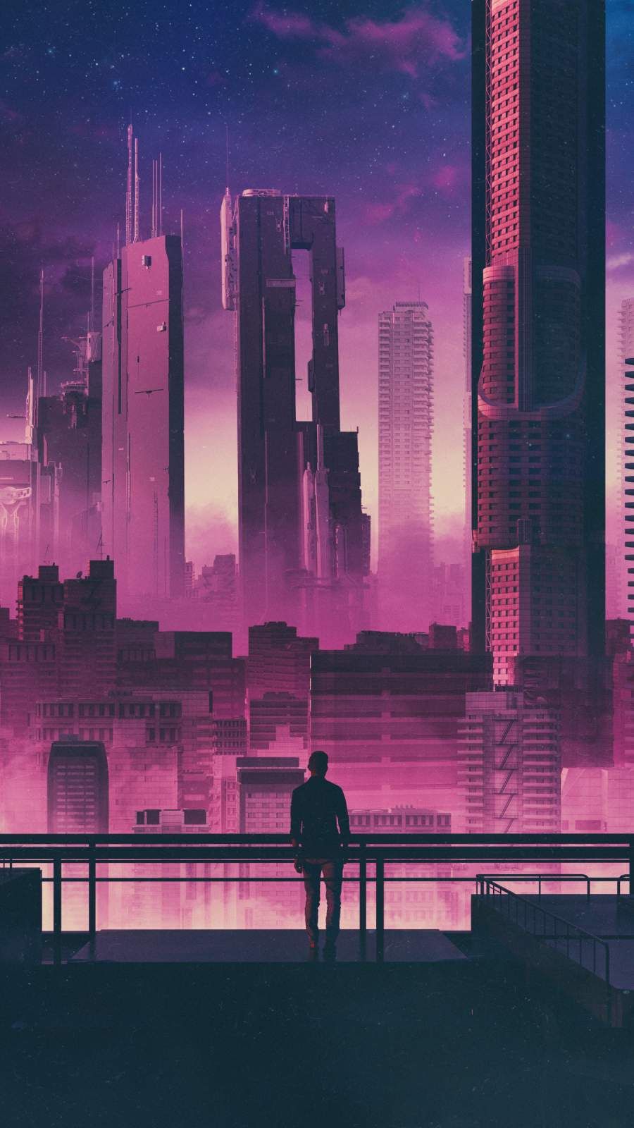 Future City and Man iPhone Wallpaper. City painting, Abstract city, City art