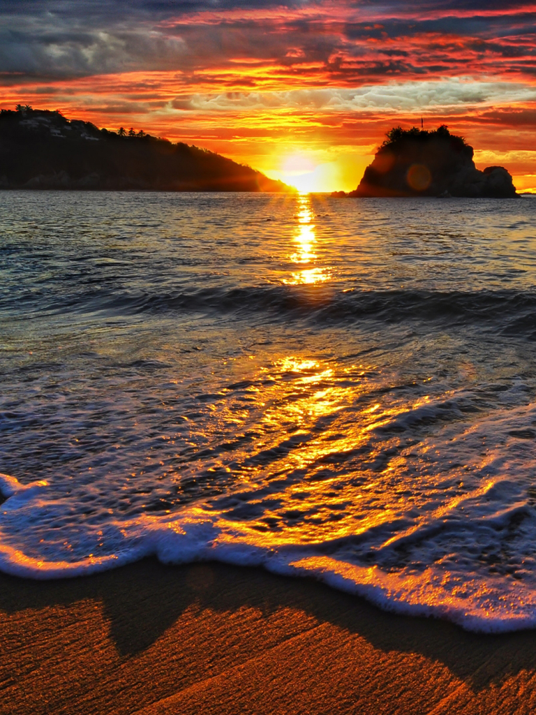 Sea Beach Lovely Sunset View Wallpaper For Mobile