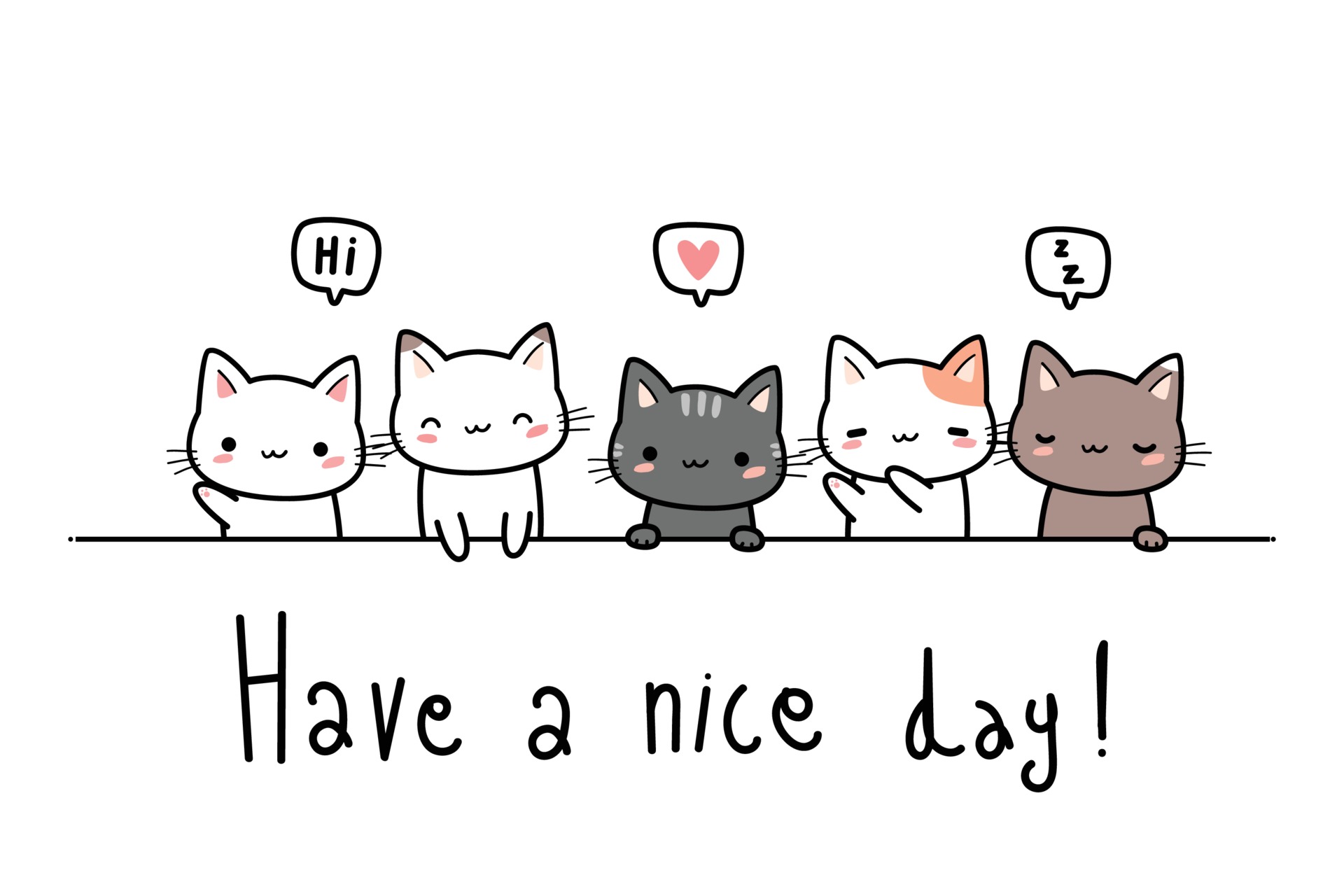Cute cat kitten greeting cartoon doodle background wallpaper