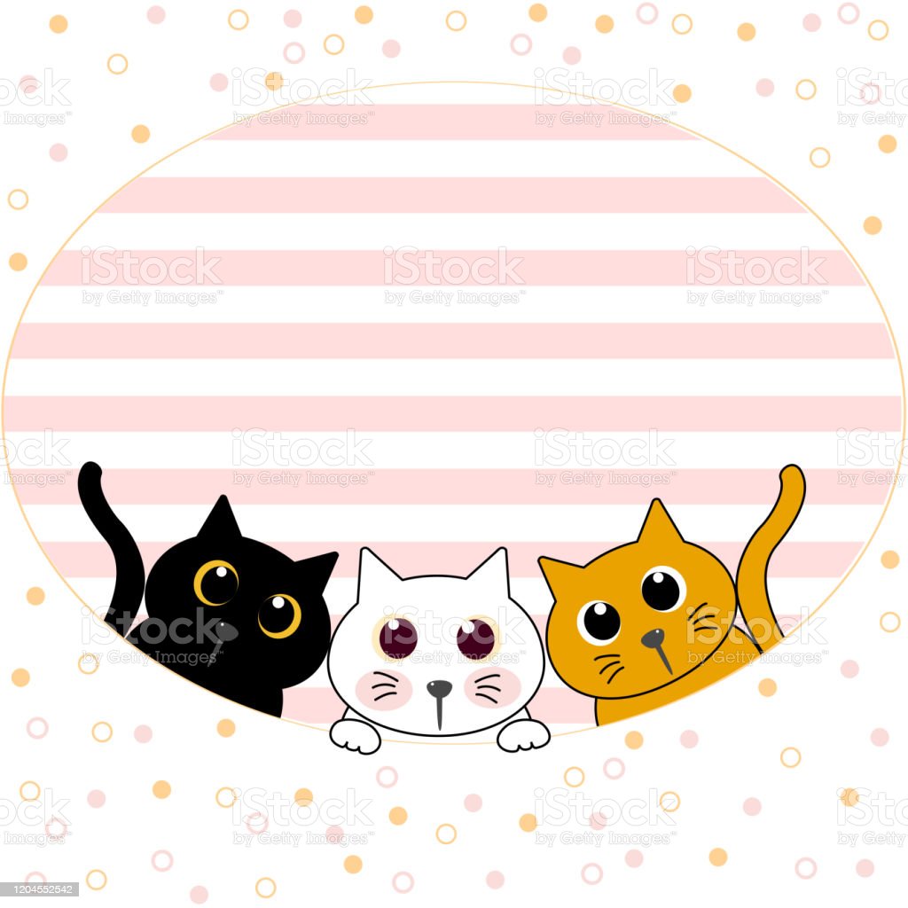 Cute Cat Kitten Family Greeting Cartoon Doodle Wallpaper Cover Vector Illustration Stock Illustration Image Now