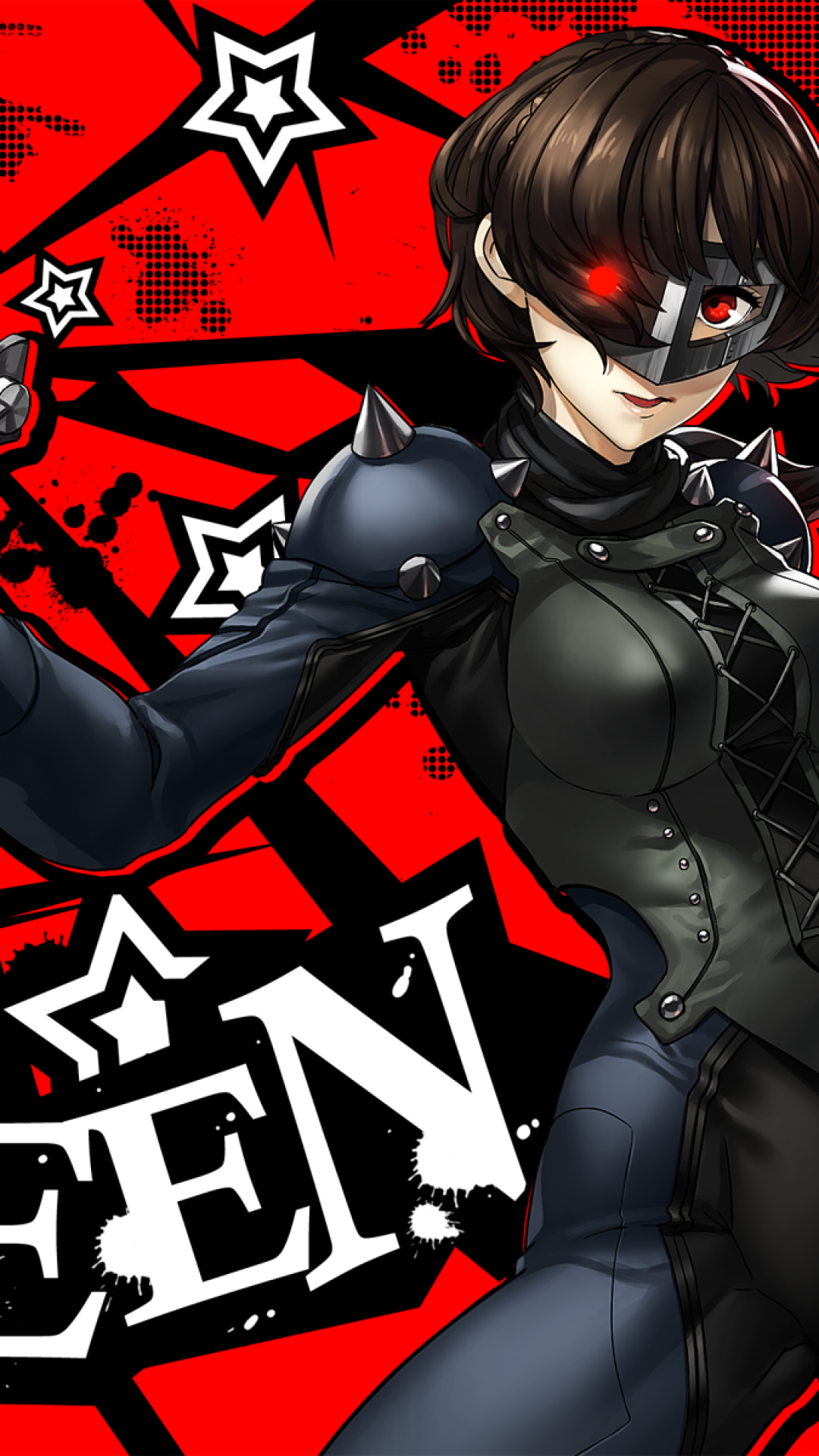 Download 1080x1920 Persona 5, Niijima Makoto, Queen, Bodysuit, Mask, Red Eyes, Anime Style Games Wallpaper for iPhone 8, iPhone 7 Plus, iPhone 6+, Sony Xperia Z, HTC One