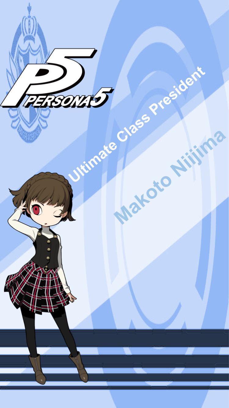 It's been quite some time, but I'm going to keep posting these wallpaper. Next up: The Ultimate Class President, Makoto Niijima. Made for iPhone 8, just ask if you want a different