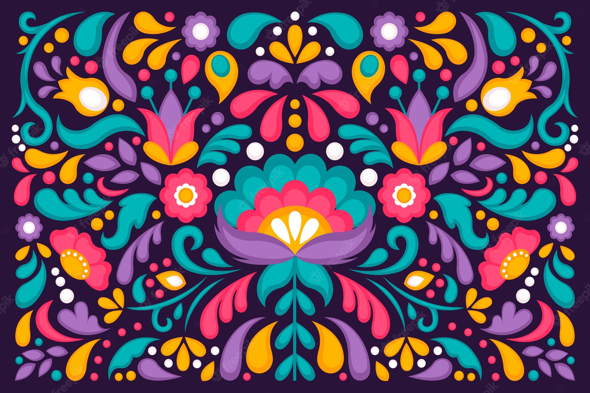 Free Vector. Colorful mexican wallpaper