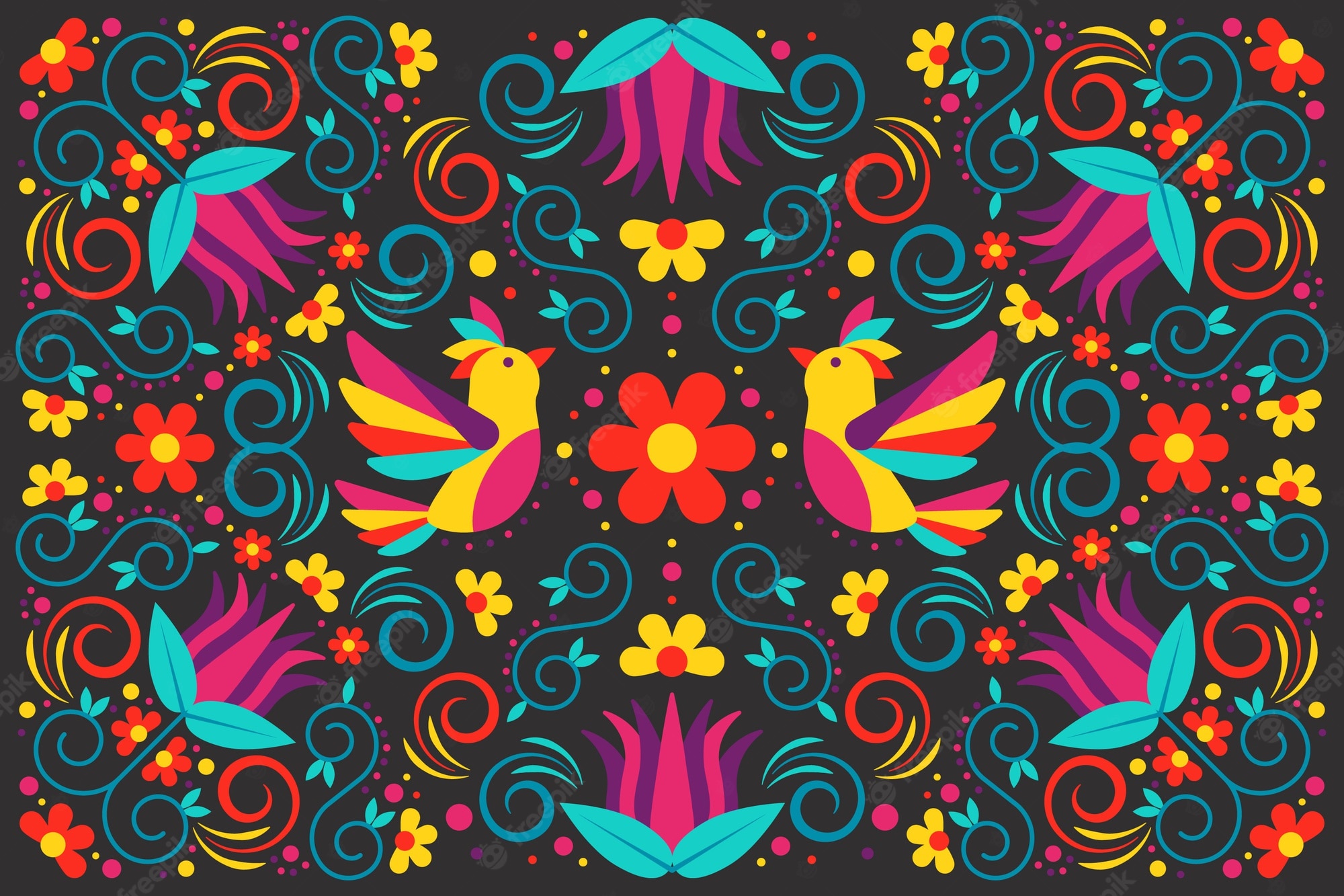 Free Vector. Multicolored mexican wallpaper