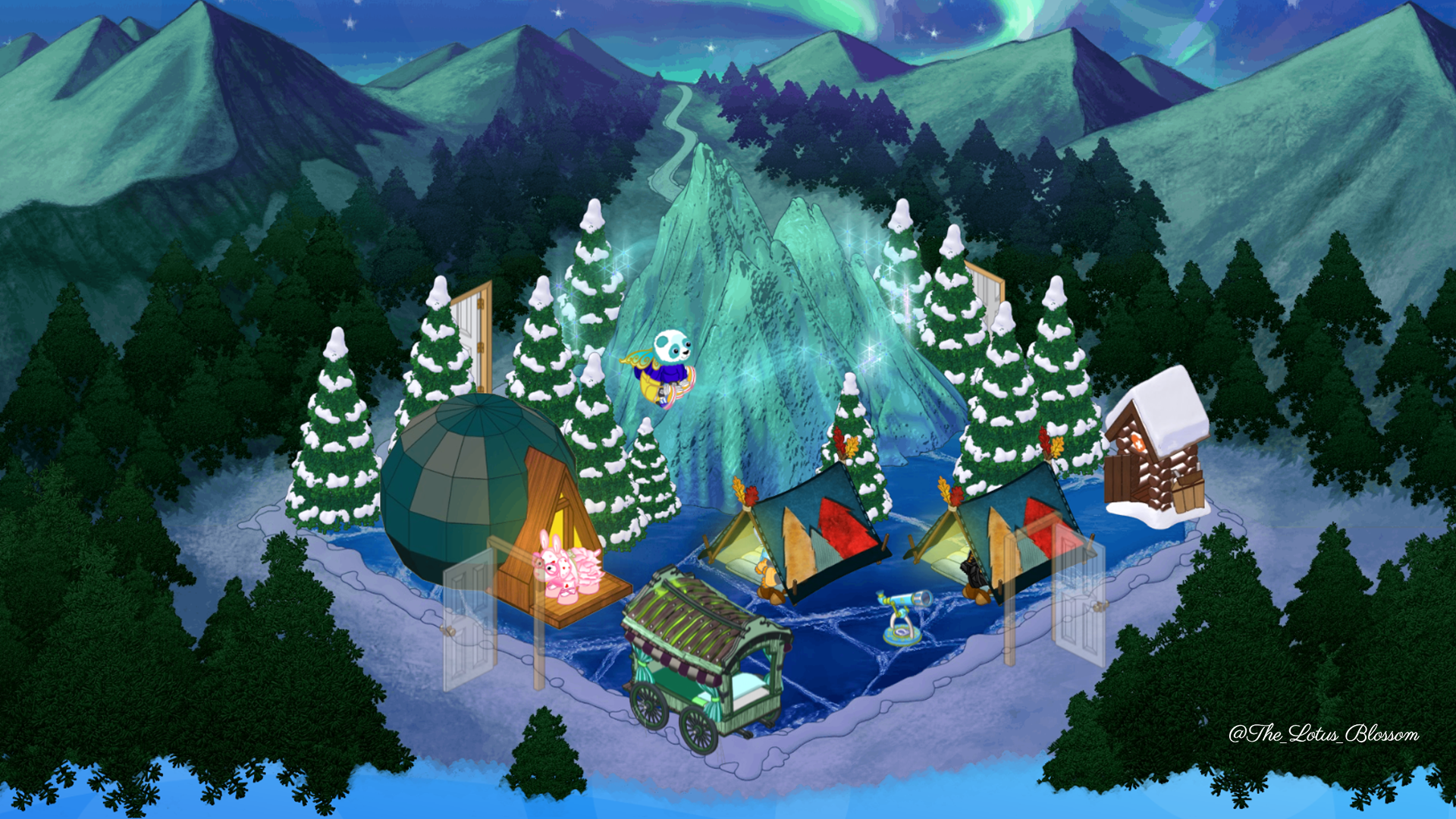 Finished My Aurora Borealis Room! And, Yes, The Wallpaper Is Indeed Kinzpostable Tradable! Also, Follow Me On Instagram Where I Post Pretty Rooms!