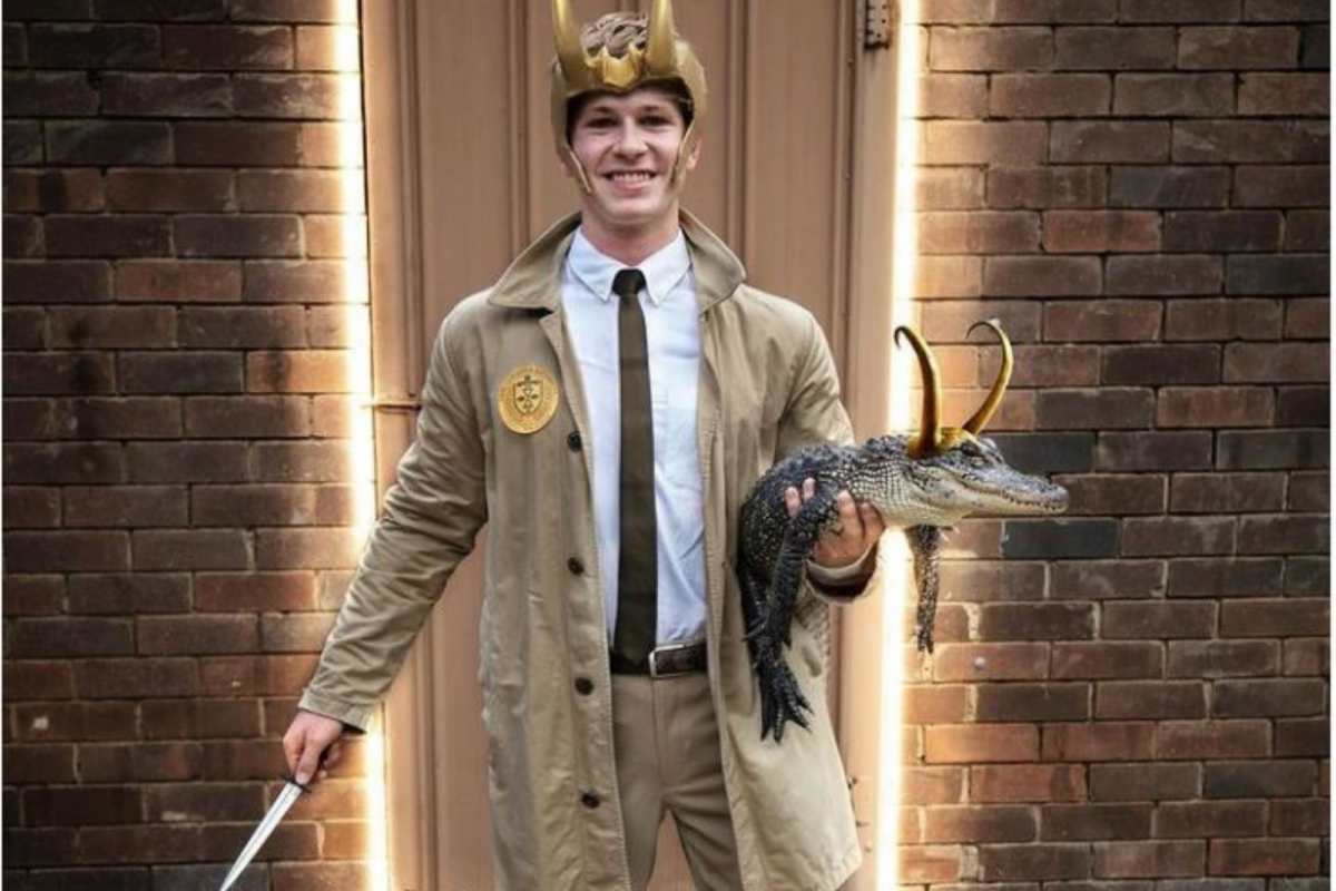 Robert Irwin Cosplays as Loki For Halloween, Poses Holding Alligator