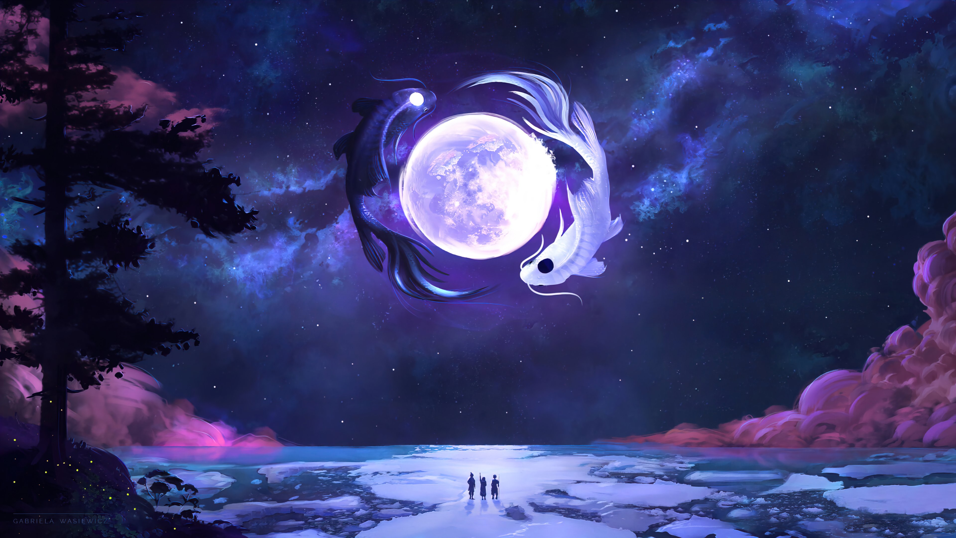 Download Purple Full Moon Moon Knight Wallpaper