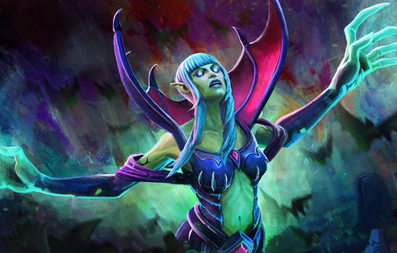 Wallpaper girl, art, Dota Death Prophet, Krobelus image for desktop, section игры