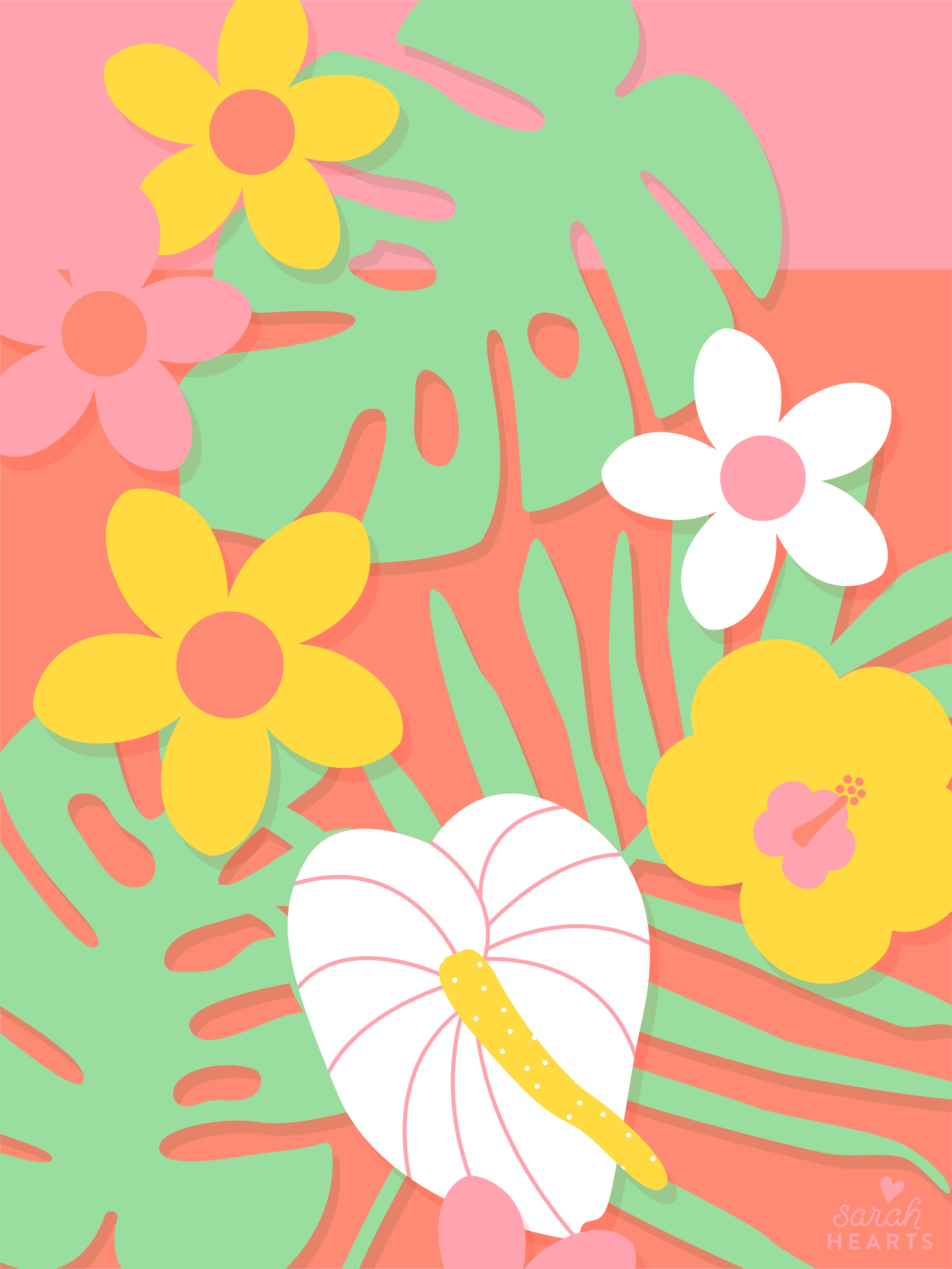 June 2018 Tropical Flowers Wallpaper