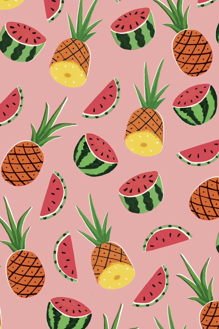 Pineapples & Watermelons' Wrapping paper. Watermelon wallpaper, Pineapple wallpaper, Fruit wallpaper
