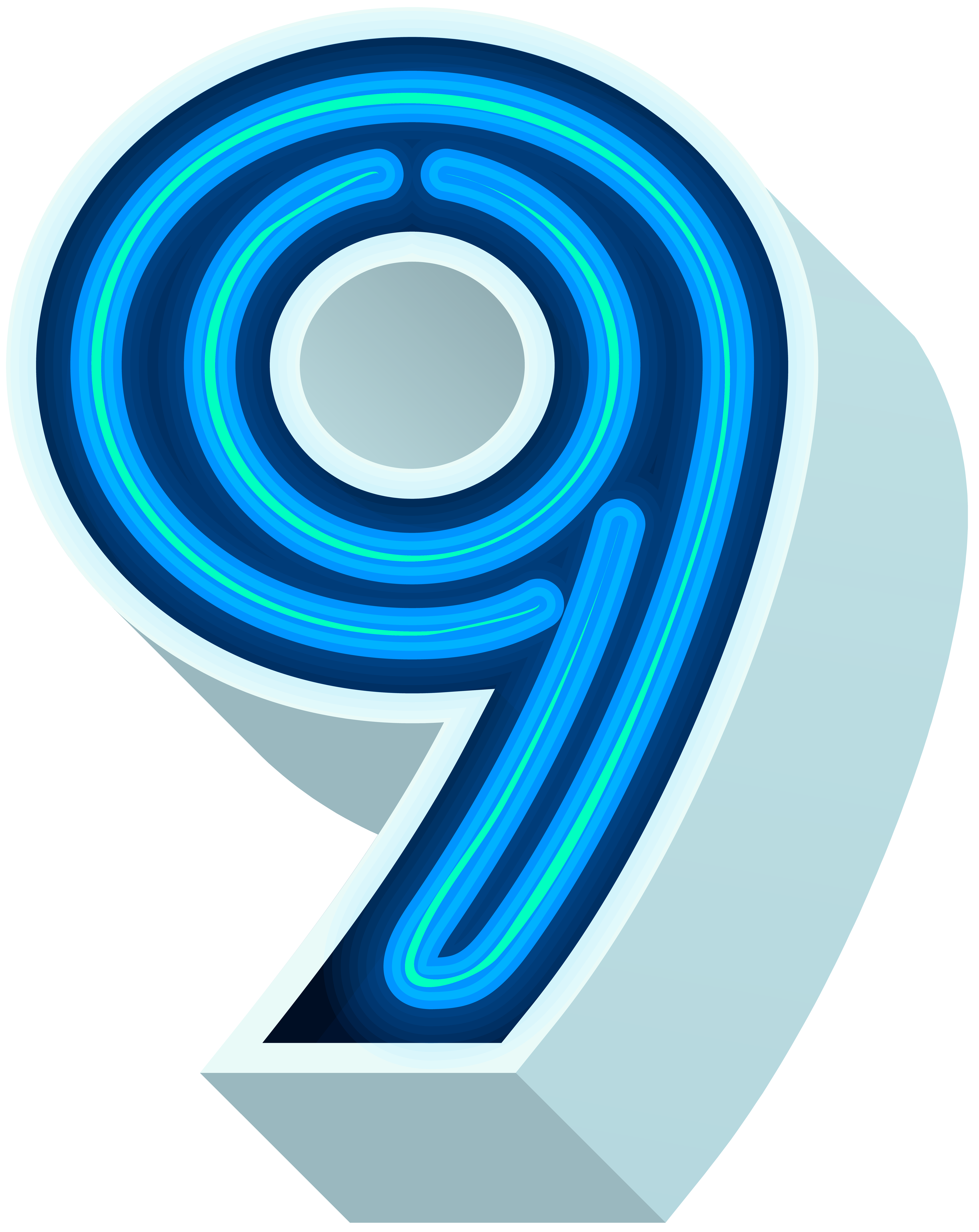 Number Nine Neon Blue PNG Clip Art Image​-Quality Free Image and Transparent PNG Clipart
