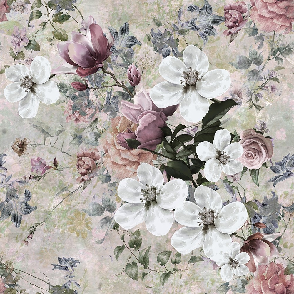 Watercolor Vintage Floral Wallpaper Mural • Wallmur®