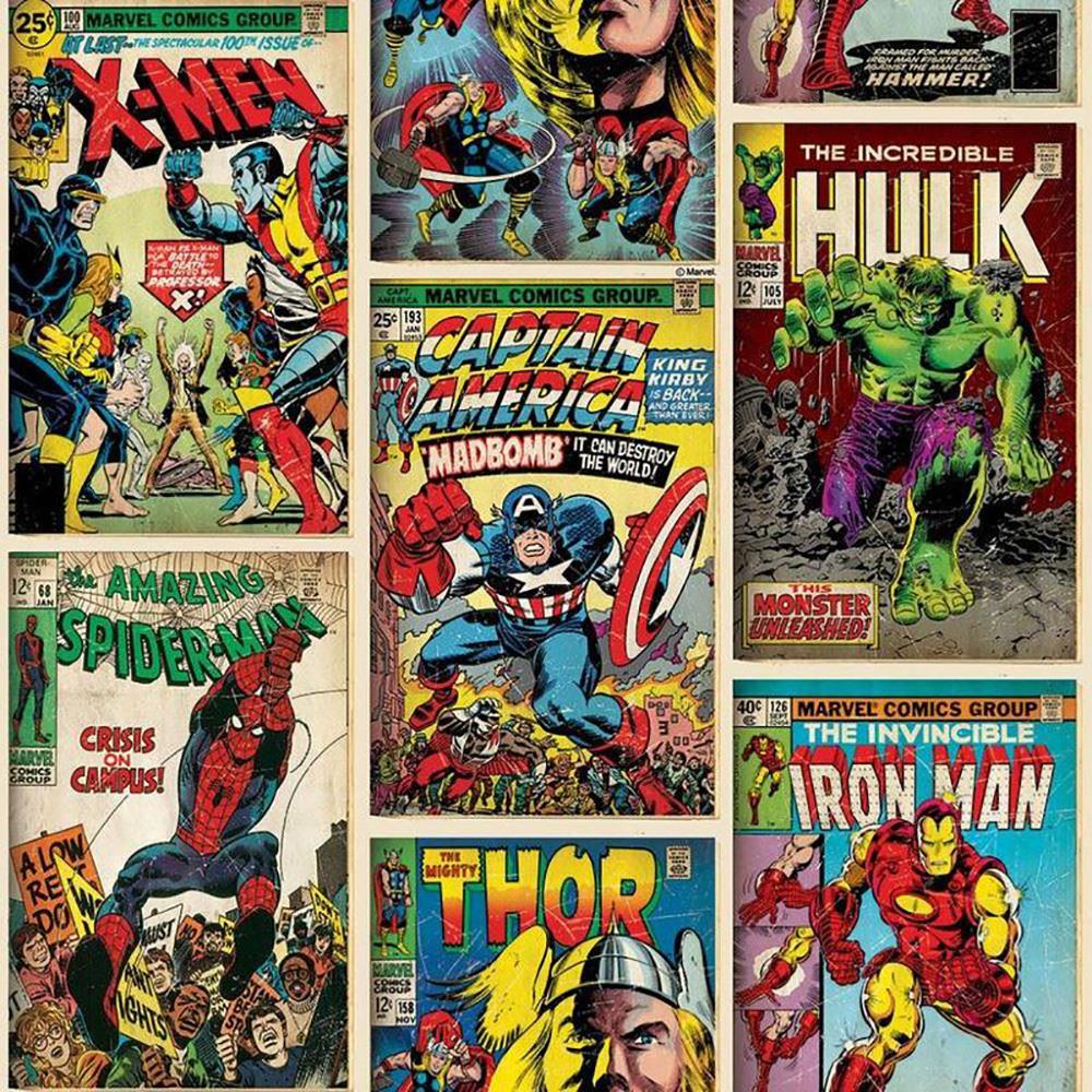 Avengers Marvel Comic Book Strip Wallpaper Hulk Spiderman Multicoloured