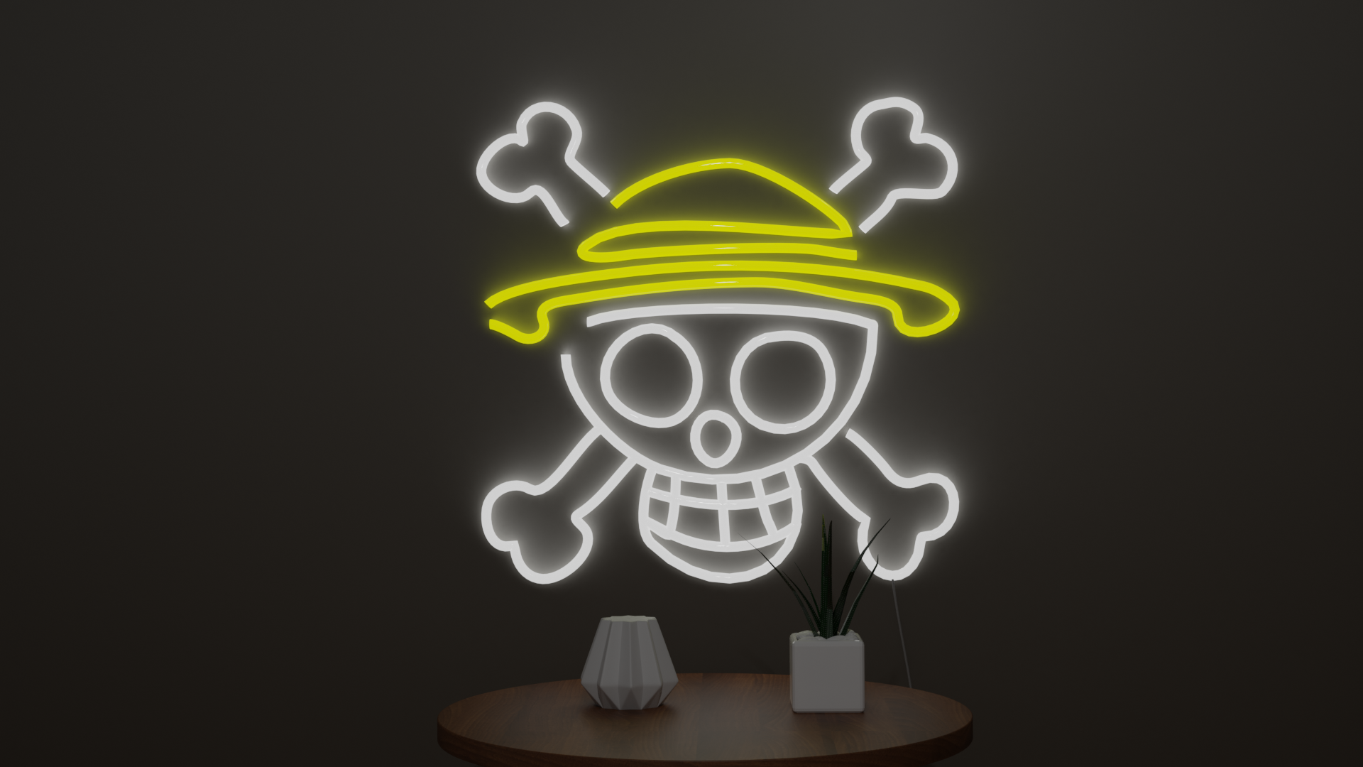 One Piece pirate Luffy hat logo neon sign