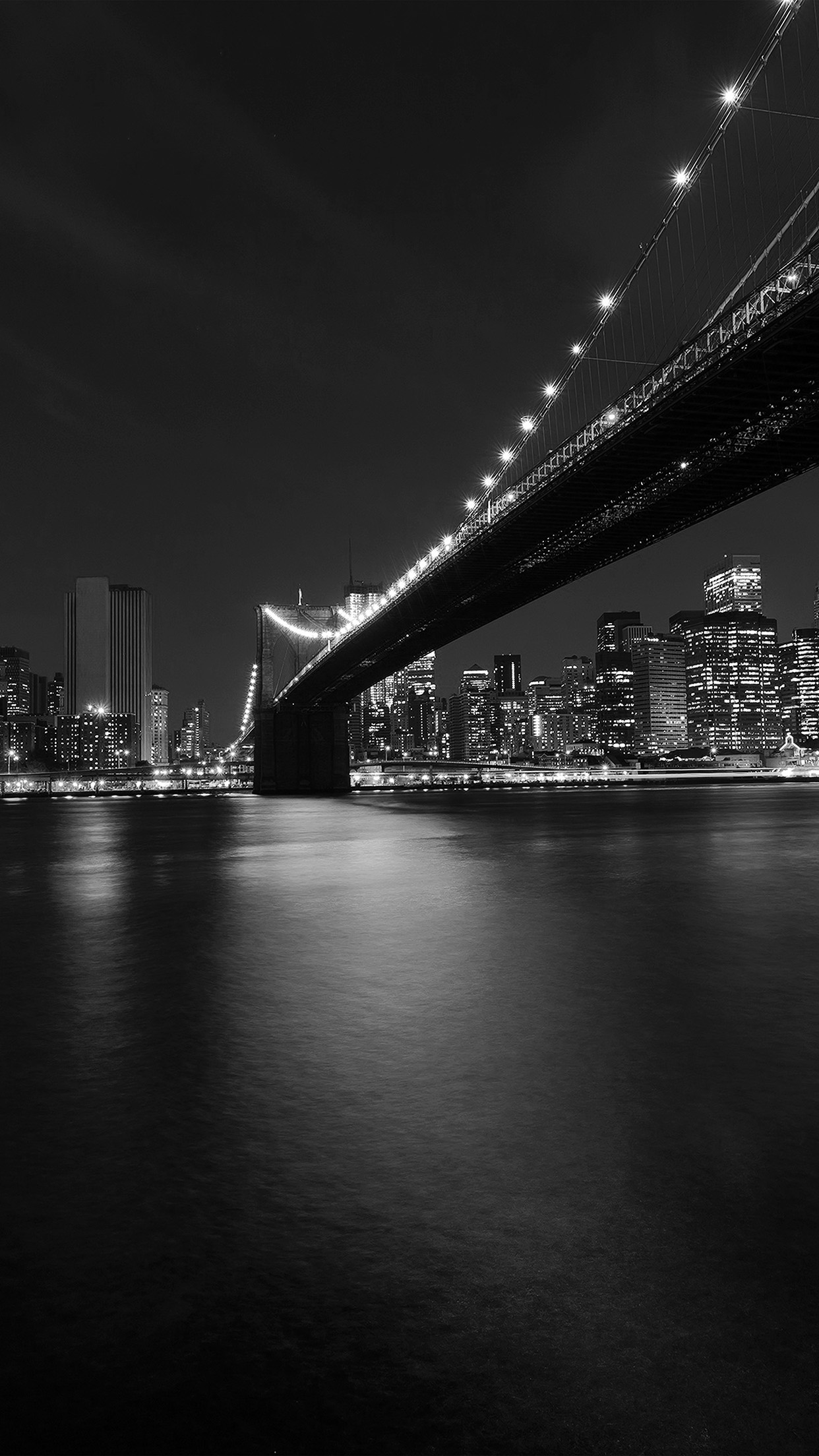 iPhone X wallpaper. city night river view nature dark bw black