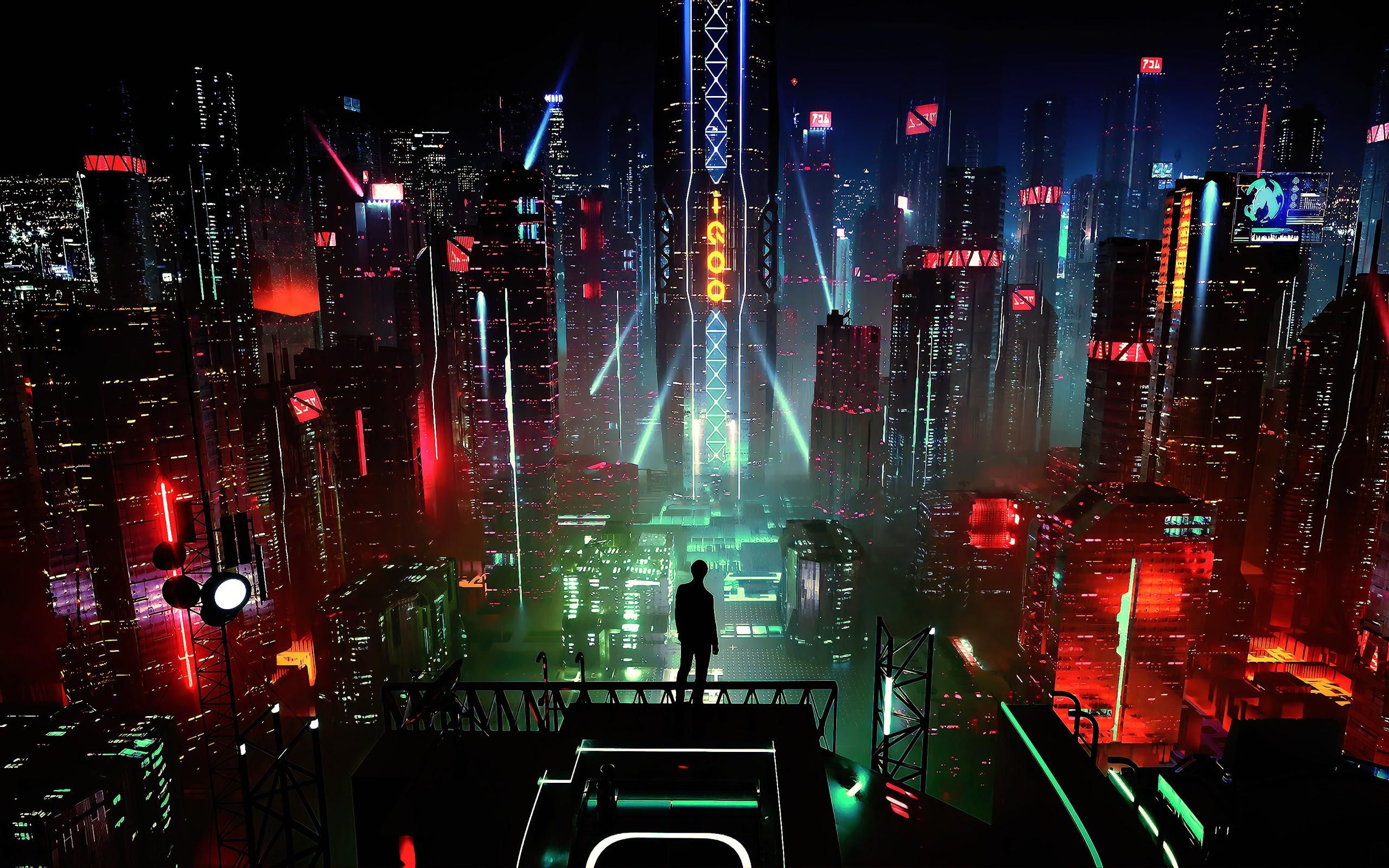 Night City Buildings [2560x1600]. Desktop wallpaper art, City wallpaper, Futuristic city