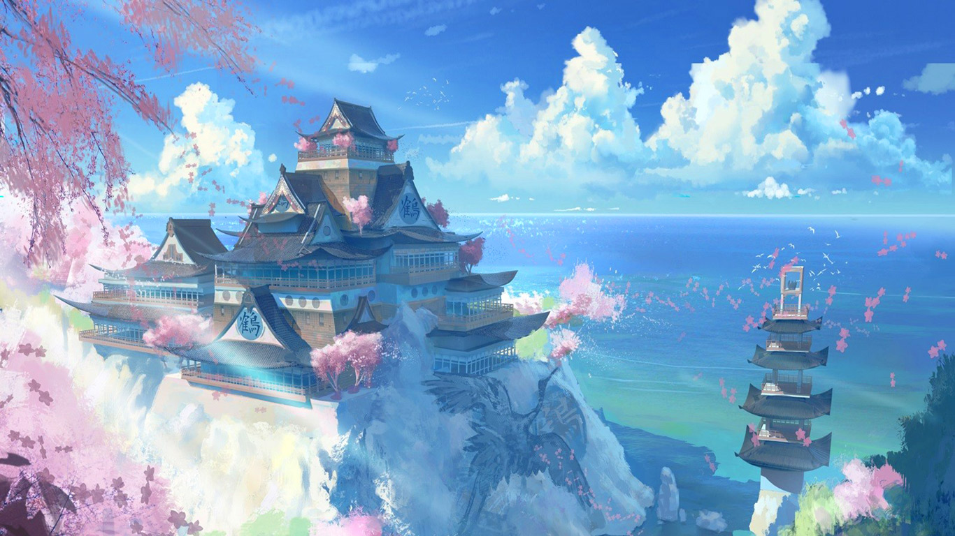 Free download Japan Temple Scenery Anime Manga Wallpaper [1366x768] for your Desktop, Mobile & Tablet. Explore Japanese Desktop Wallpaper. Japanese Wallpaper HD, Japanese Wallpaper