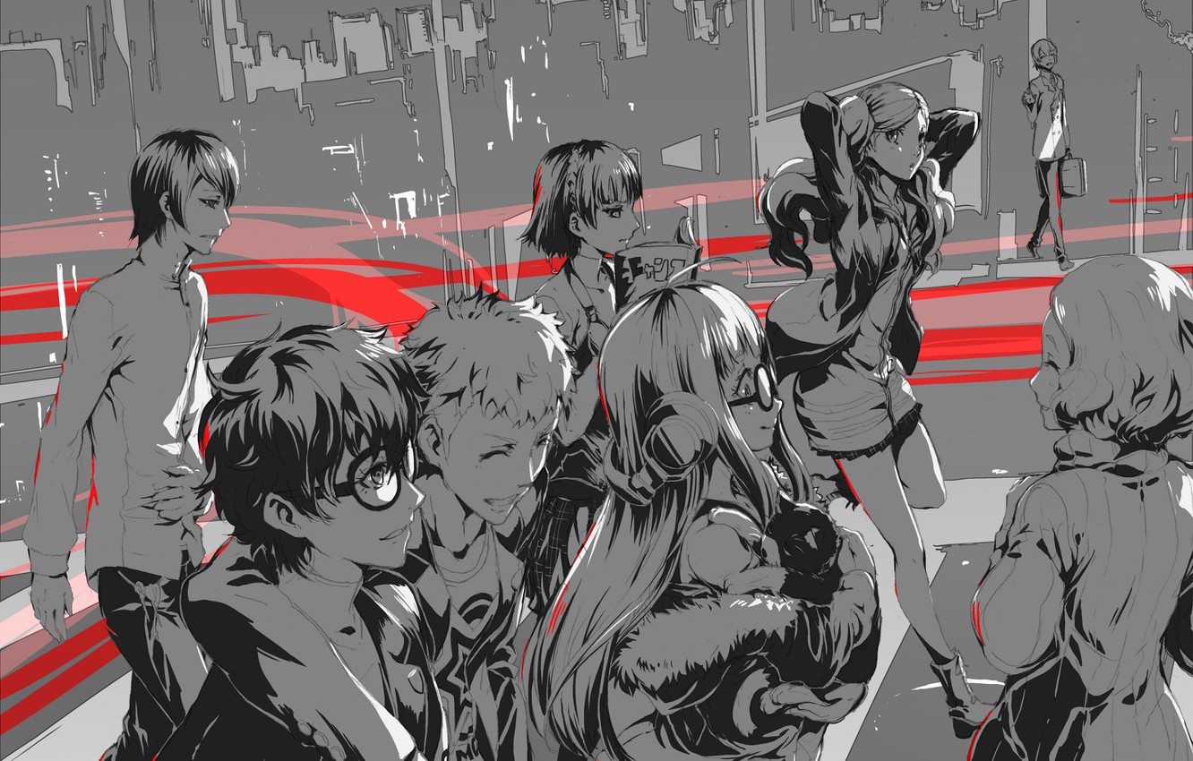 Wallpaper red, grey, black, the game, anime, art, characters, person, Person - for desktop, section сёнэн