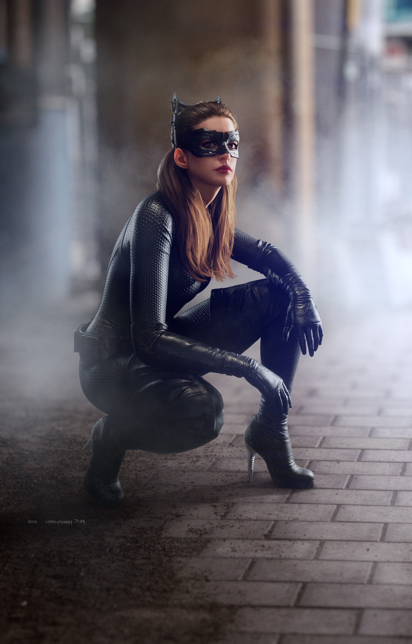 Wallpaper Actress, Mask, Catwomen, Bodysuit, Gloves, Anne Hathaway:1600x2500