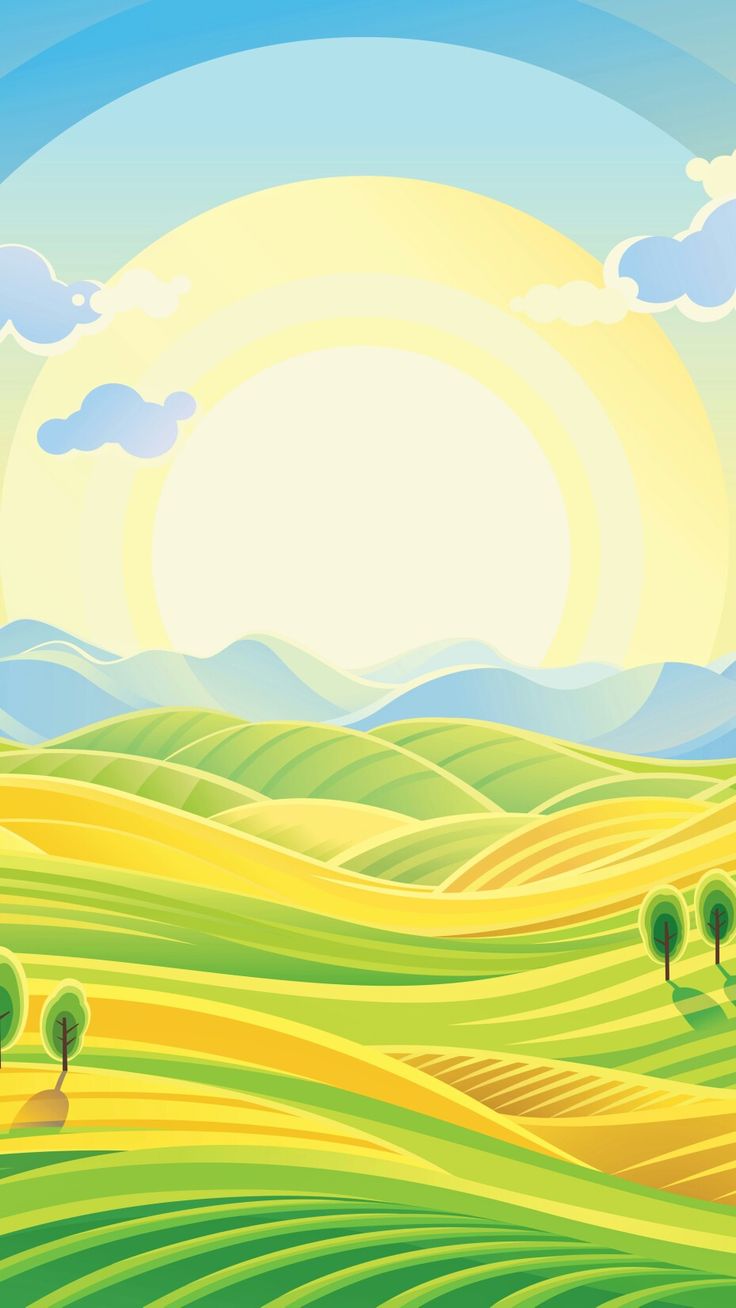 Bright summer day. Art wallpaper, Graphic wallpaper, Landscape illustration