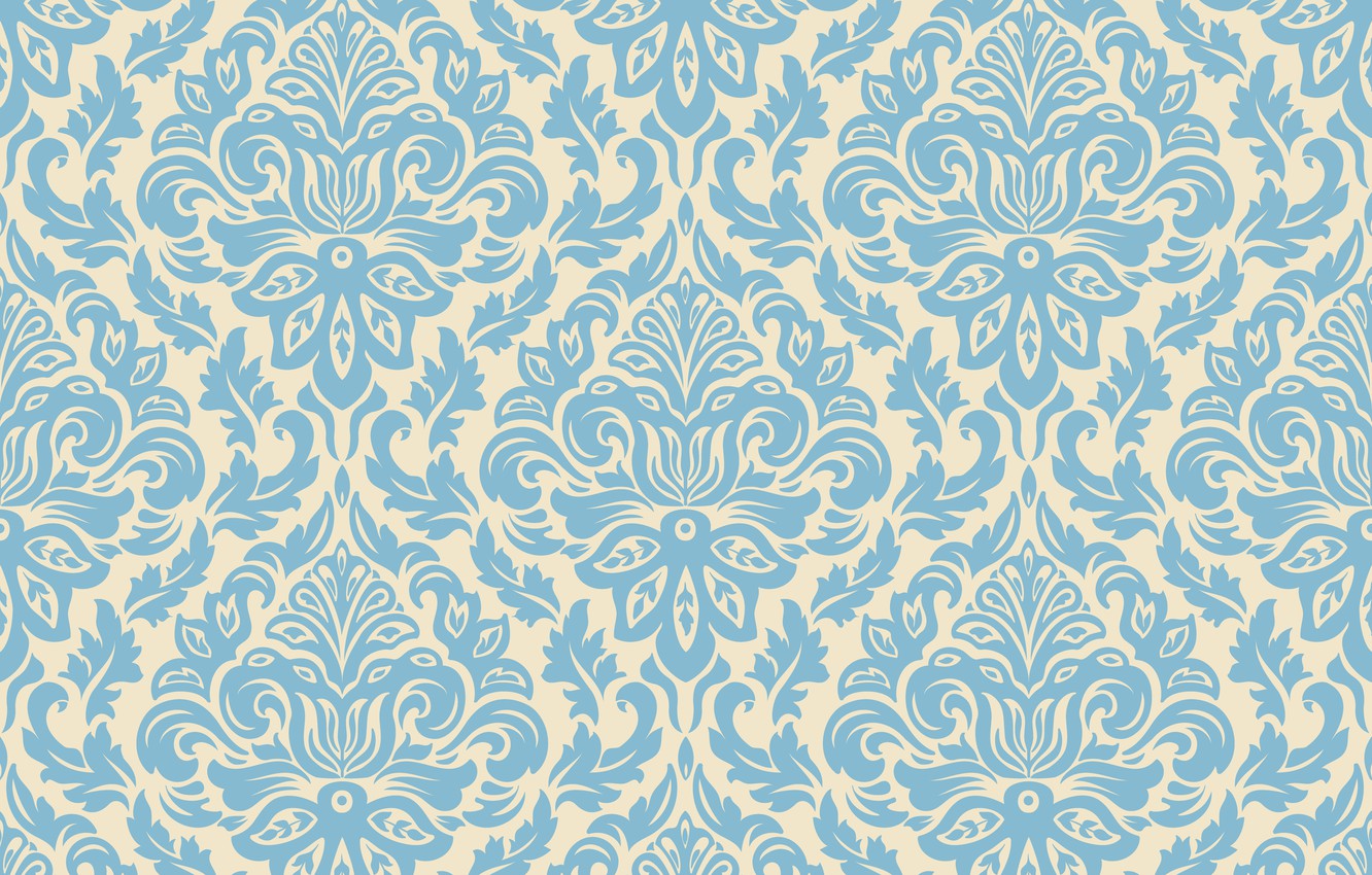 Wallpaper retro, background, vintage, blue flowers image for desktop, section текстуры