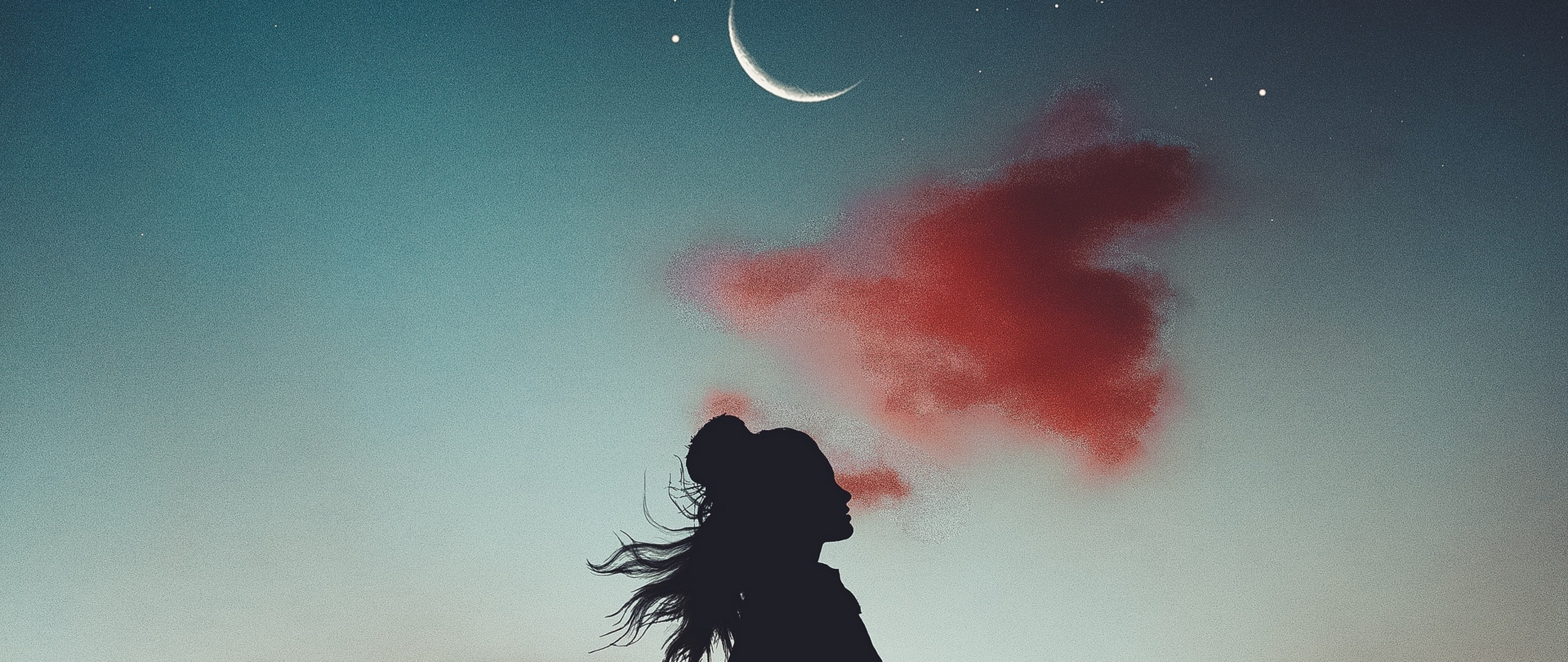Girl's silhouette under the moon HD Wallpaper 4K Ultra HD Wide TV