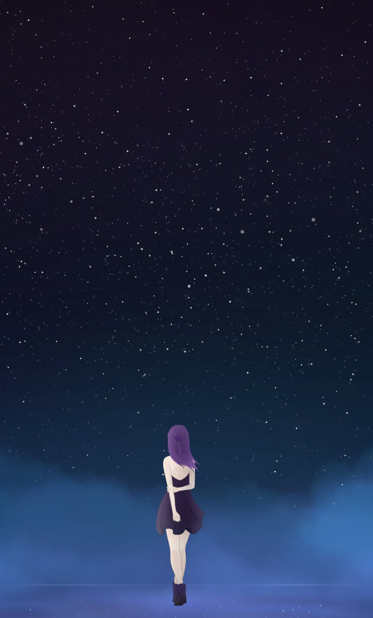 Download starry sky, fantasy, anime girl, minimal, night 1280x2120 wallpaper, iphone 6 plus, 1280x2120 HD image, background, 19808