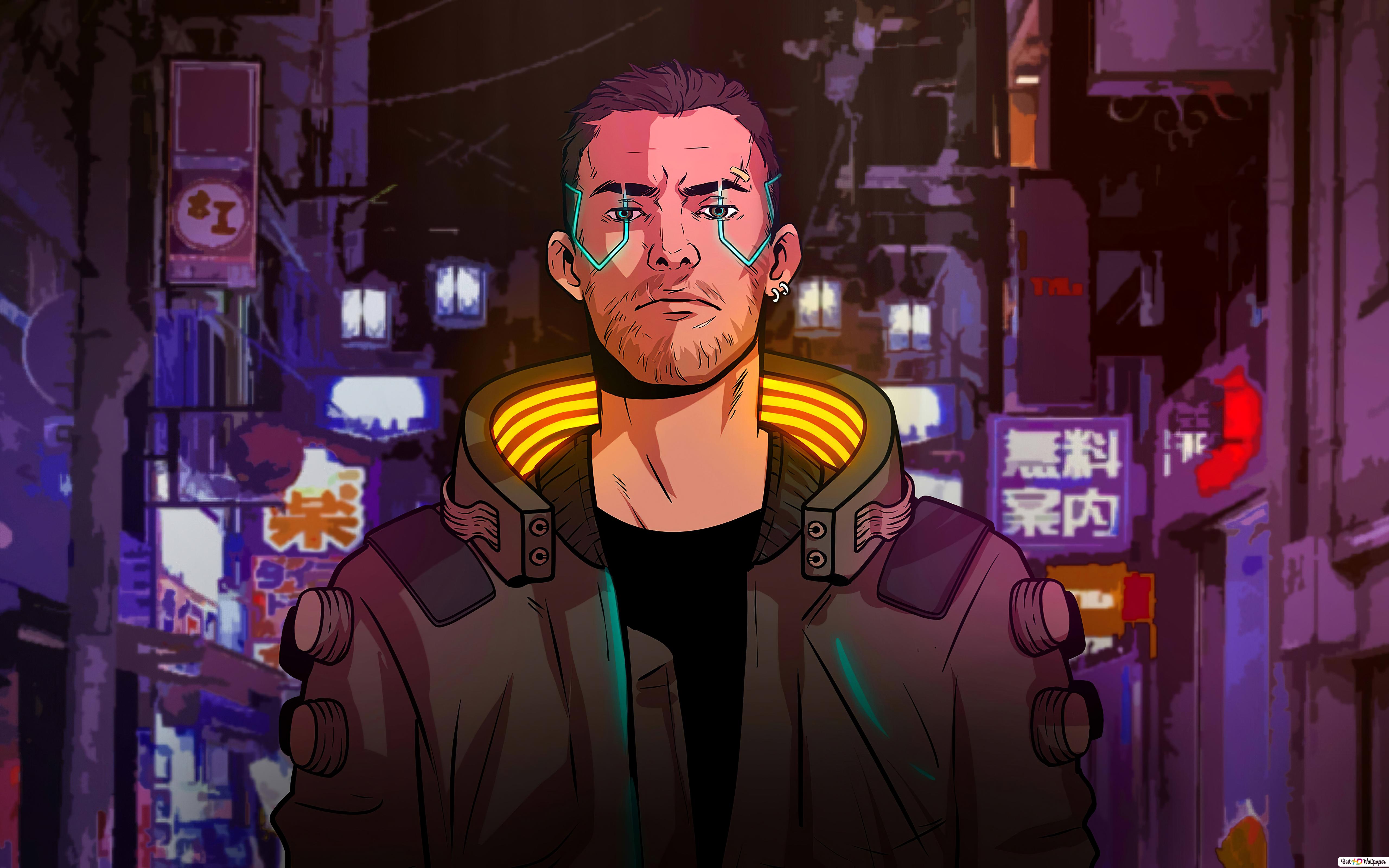 Cyberpunk 2077' Video Game (Cyborg V Anime Art) HD wallpaper download 2077 wallpaper