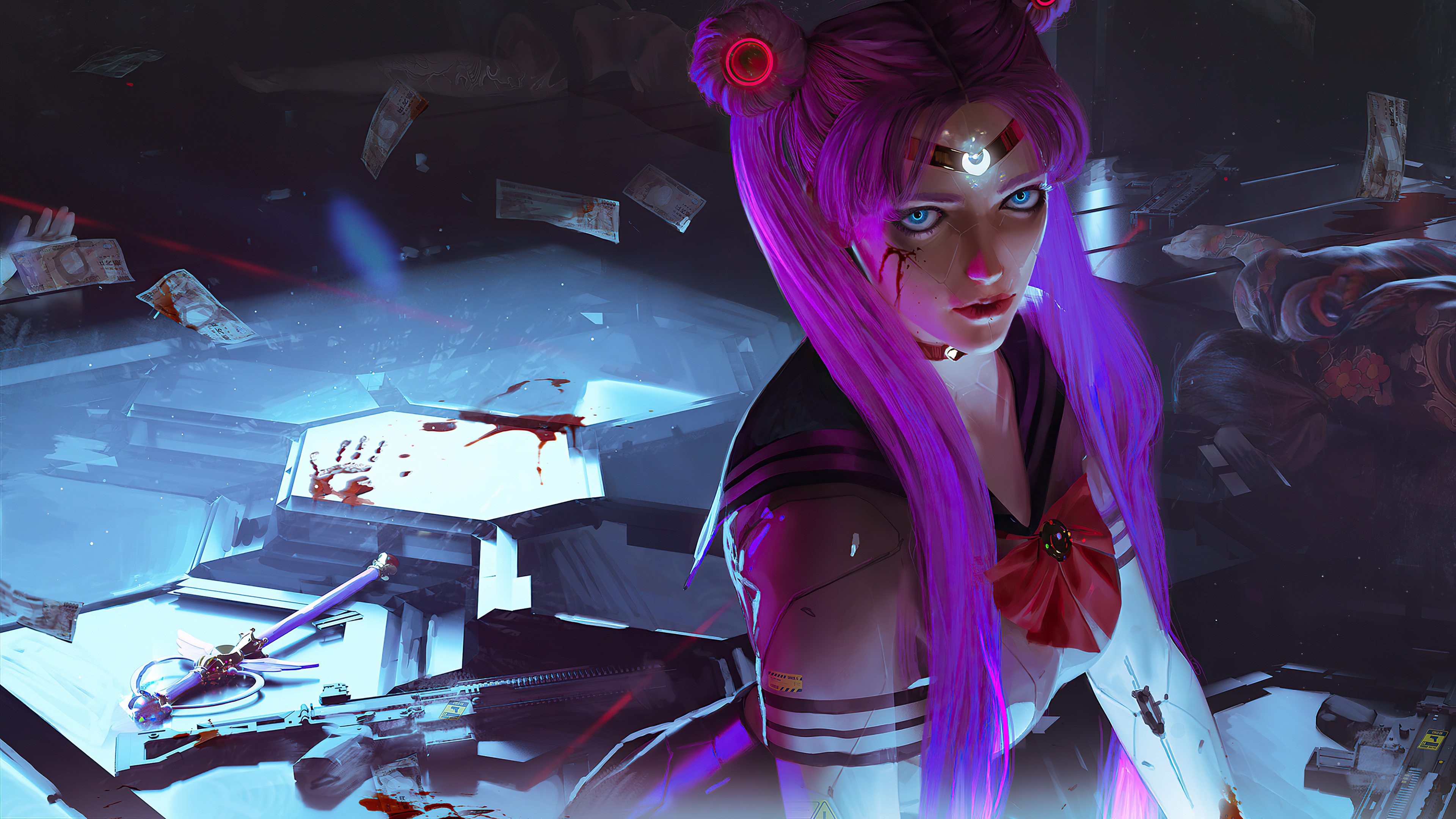 Wallpaper 4k Sailor Moon Cyberpunk Girl 4k Wallpaper