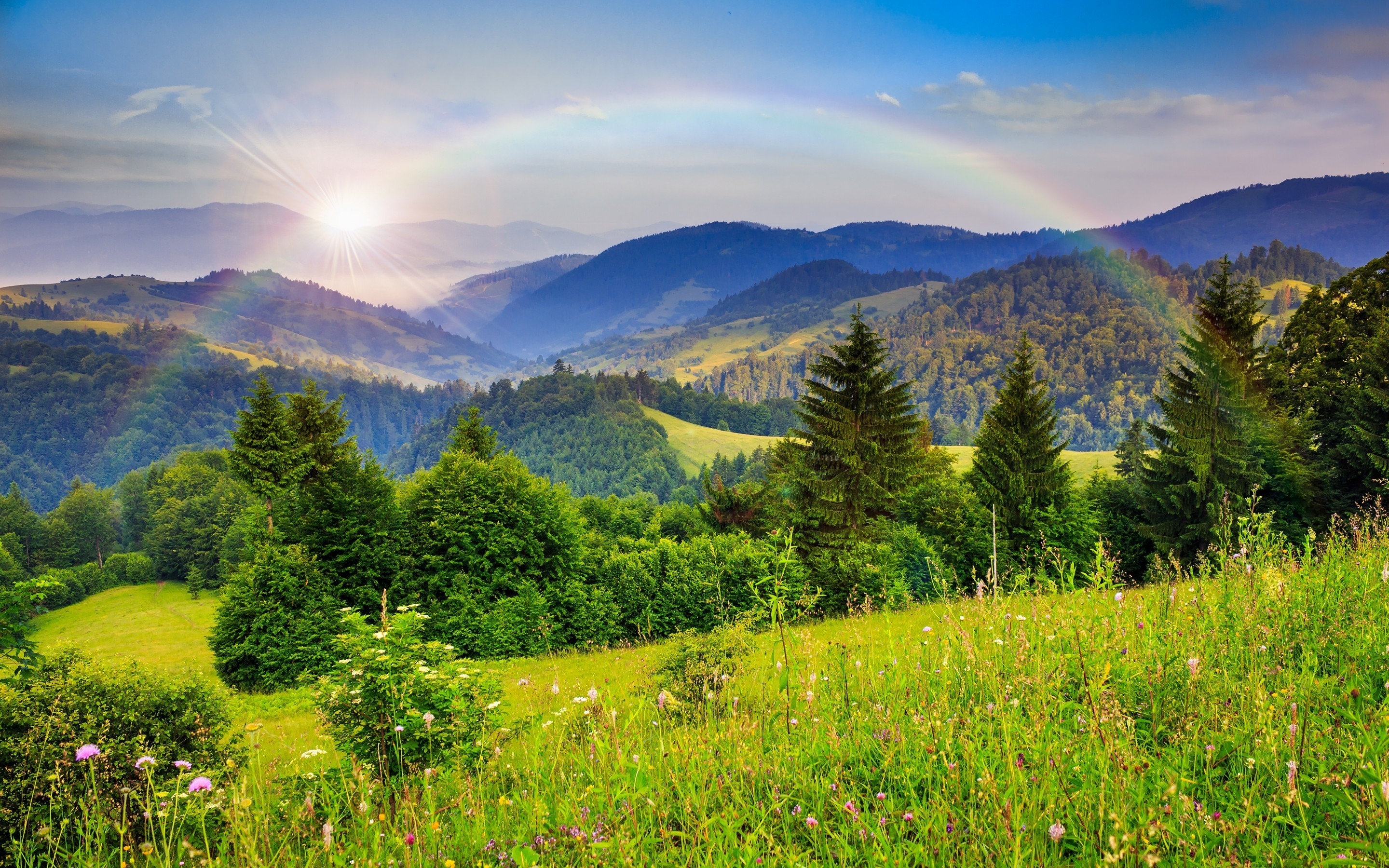 Rainbow Over the Mountains HD Wallpaper