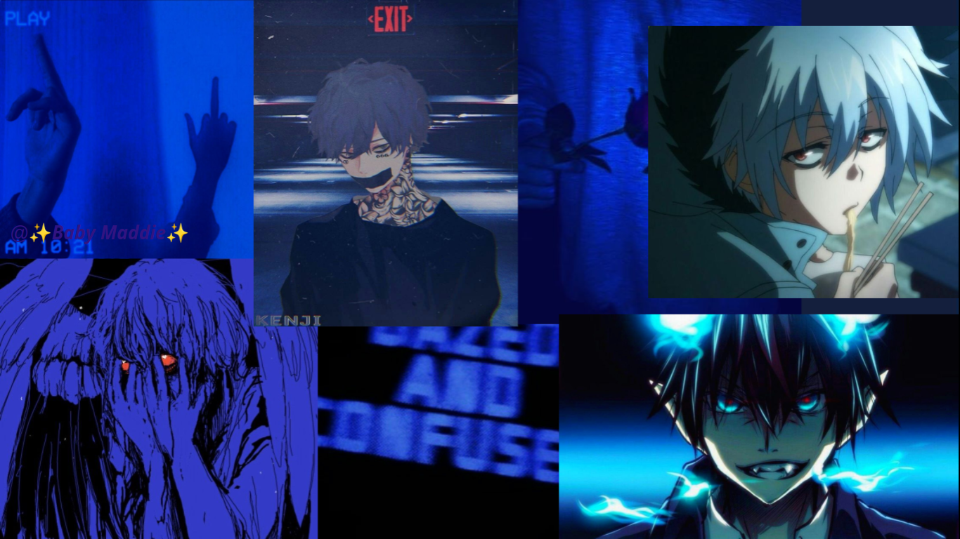 Dark Blue Anime Aesthetic Wallpaper For PC Laptop - ✨