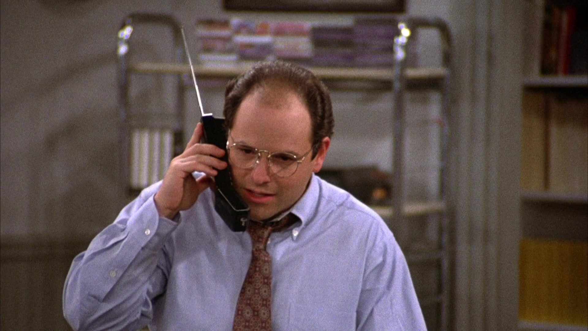 AT&T Telephone Held By Jason Alexander As George Costanza In Seinfeld Season 2 Episode 6 The Statue (1991)