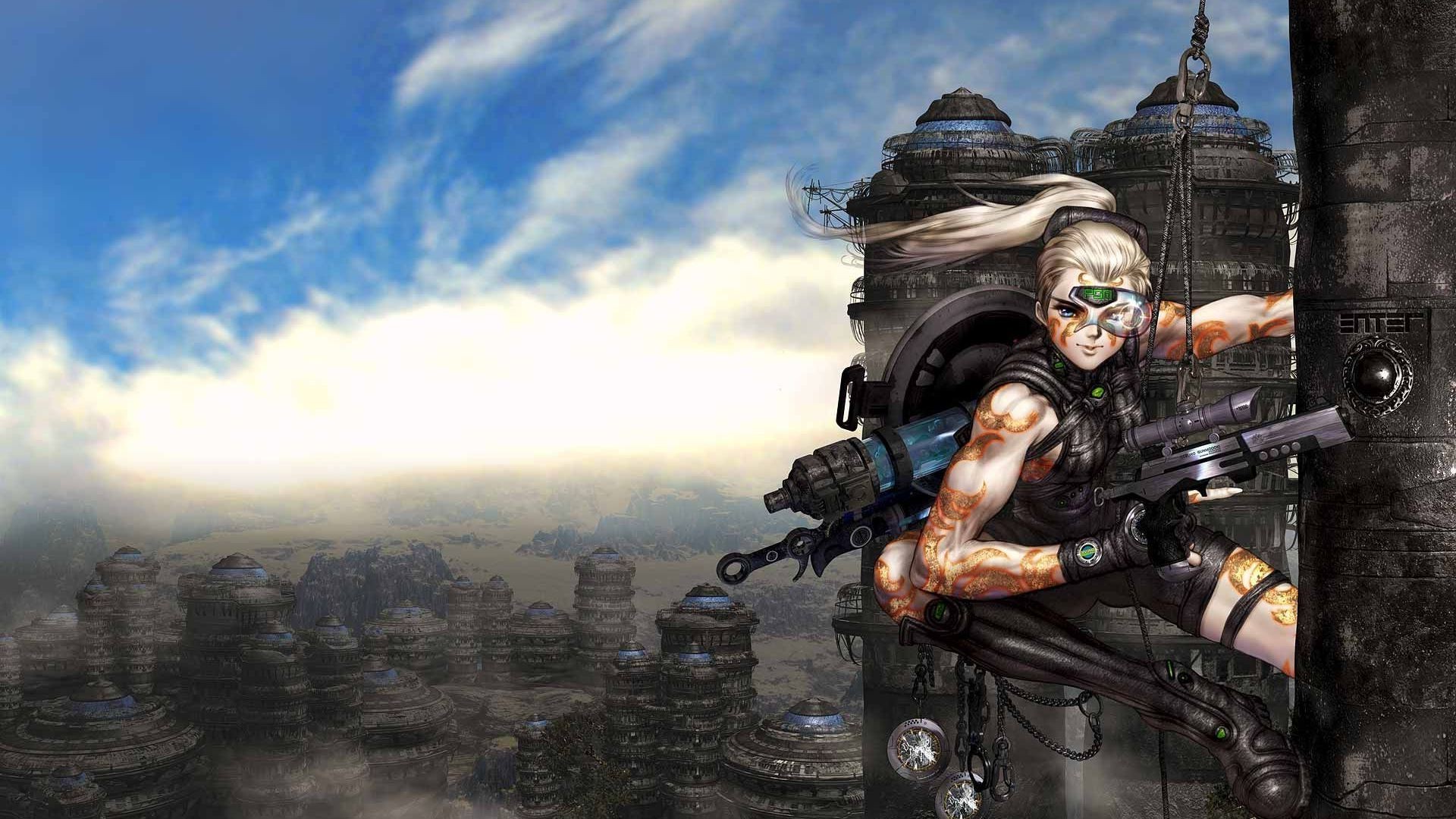 women, Artwork, Concept Art, Anime, Warrior, Fantasy Art, Futuristic, City Wallpaper HD / Desktop and Mobile Background