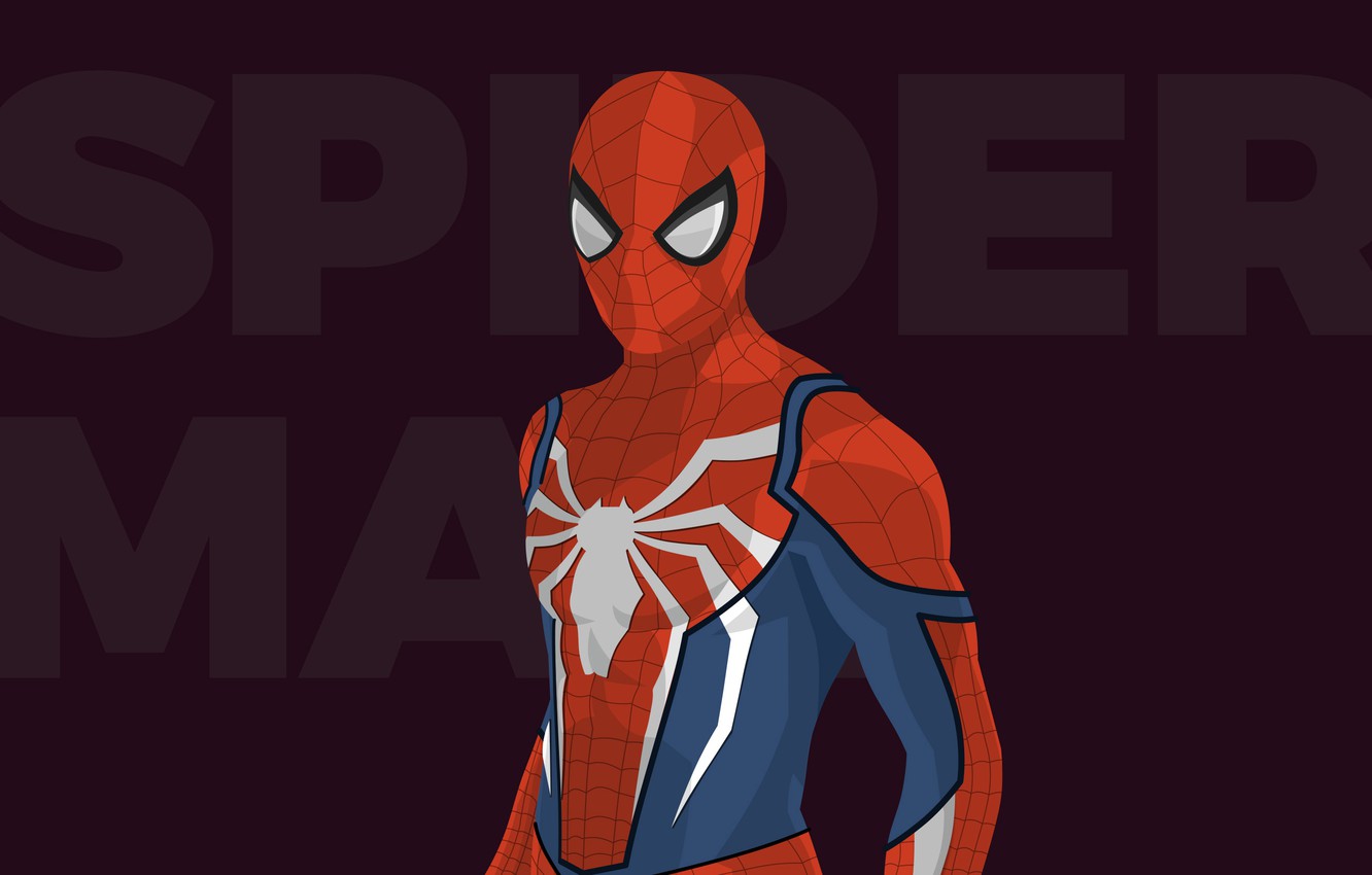 Wallpaper Red, Background, The Inscription, Vector, Costume, Superhero, Spider Man, Spider Man, Peter Parker Image For Desktop, Section минимализм