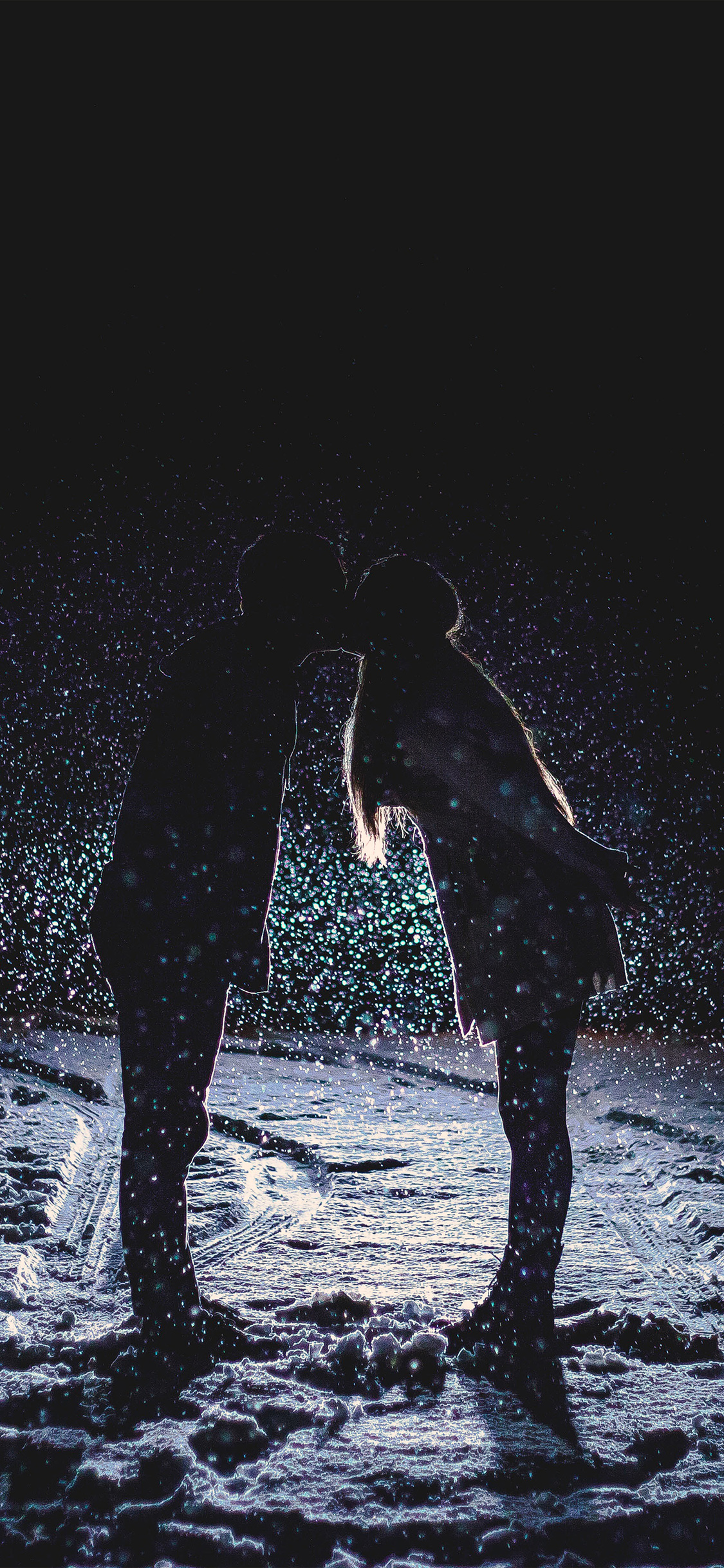 iPhone X wallpaper. kiss love dark couple romantic winter
