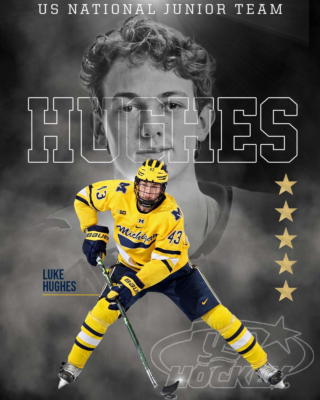 Michigan Hockey Hughes has named to the World Junior Camp roster!