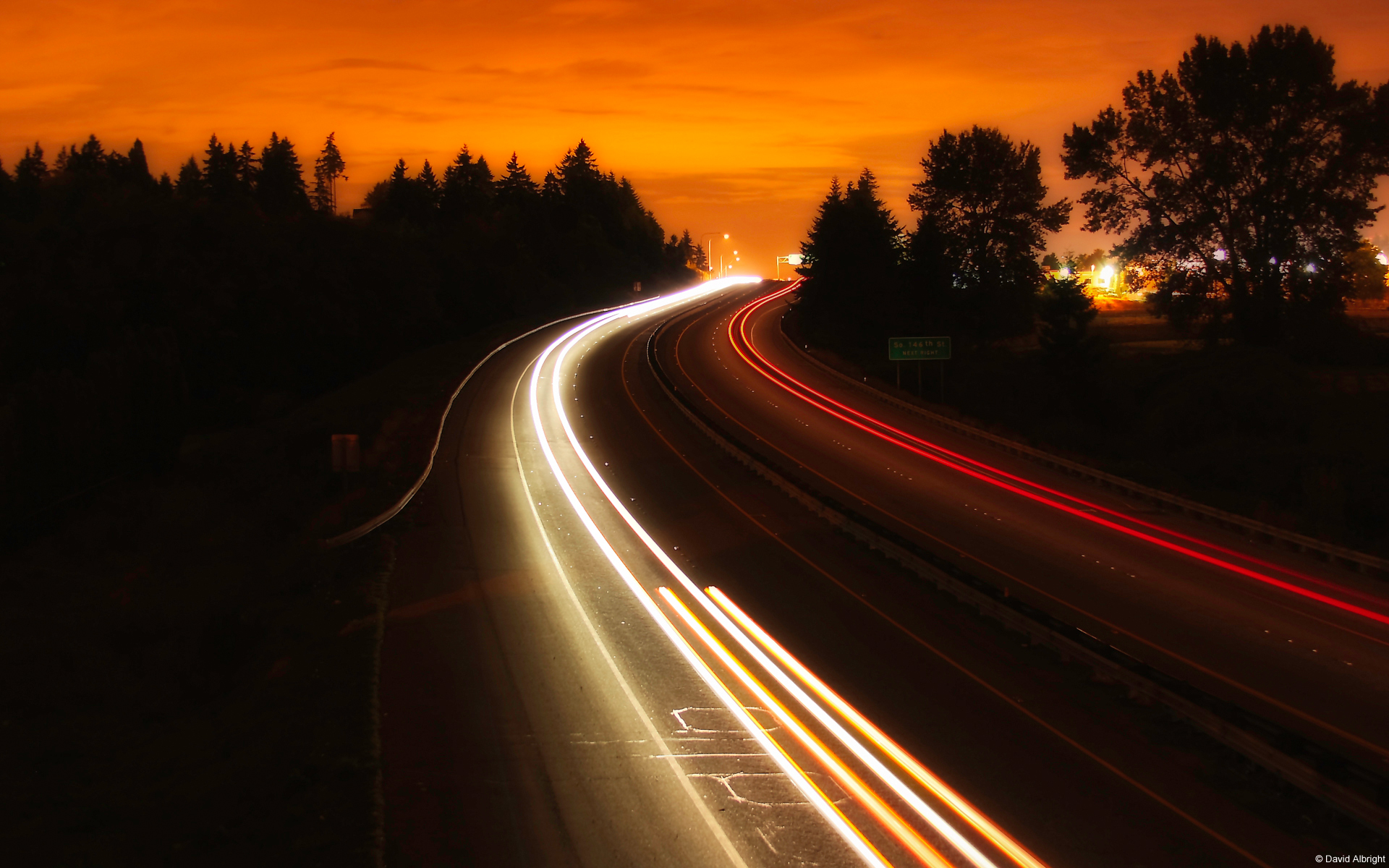 Highway Man Made Road Sunset Time Lapse Wallpaper:1920x1200