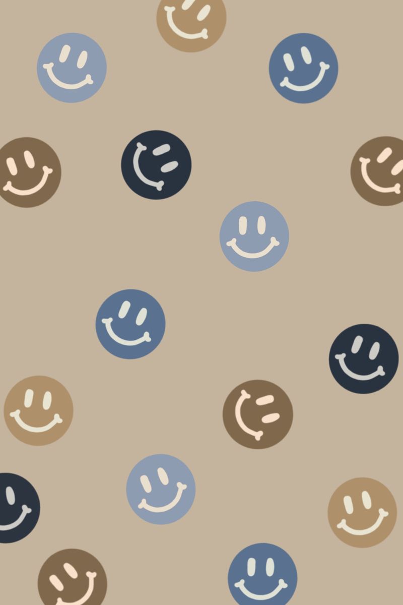 Navy & Brown Smiley Face Background. Cute patterns wallpaper, Cute simple wallpaper, iPhone wallpaper themes