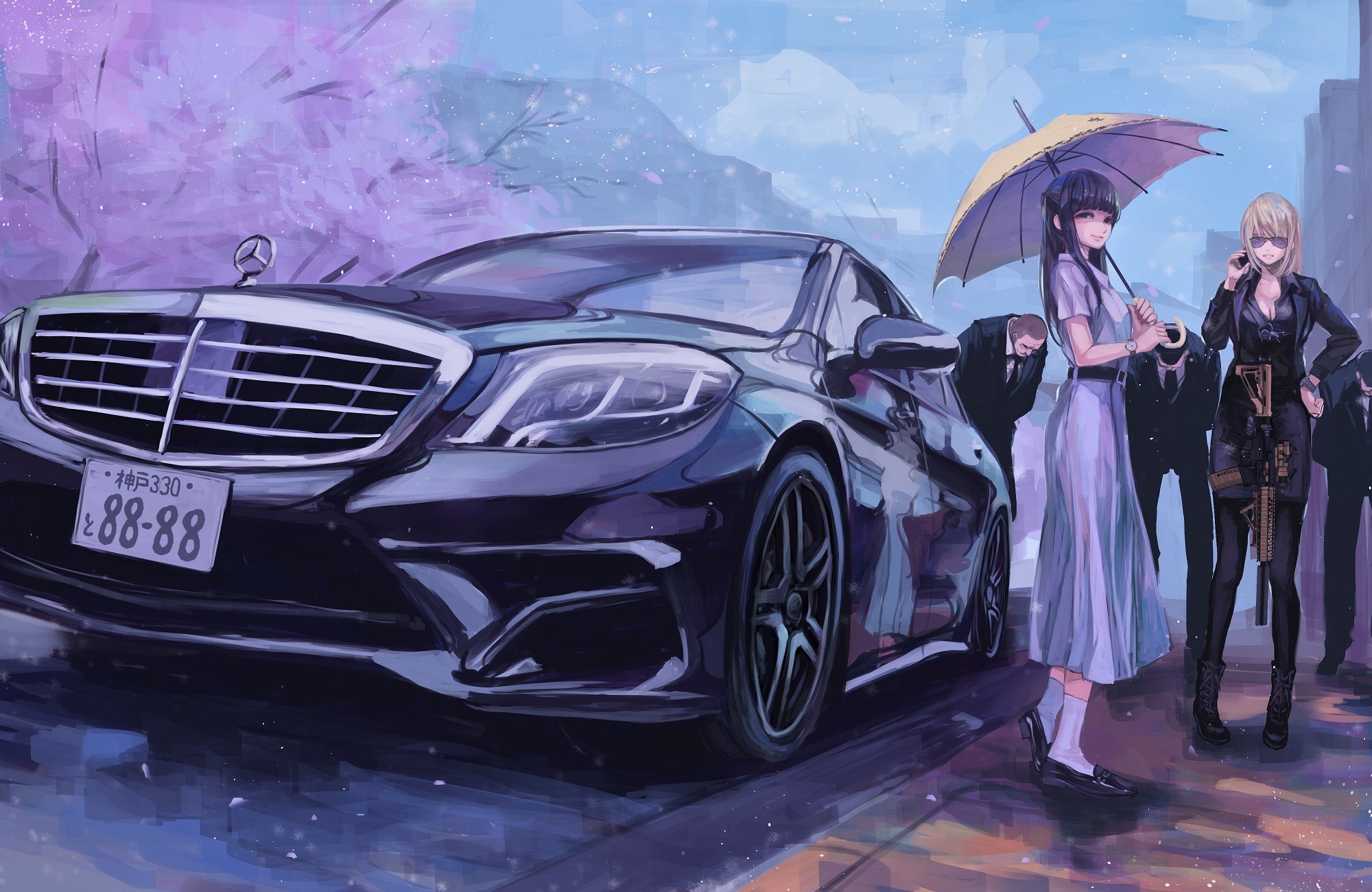 anime car wallpaper, vehicle, car, automotive design, luxury vehicle, mercedes benz