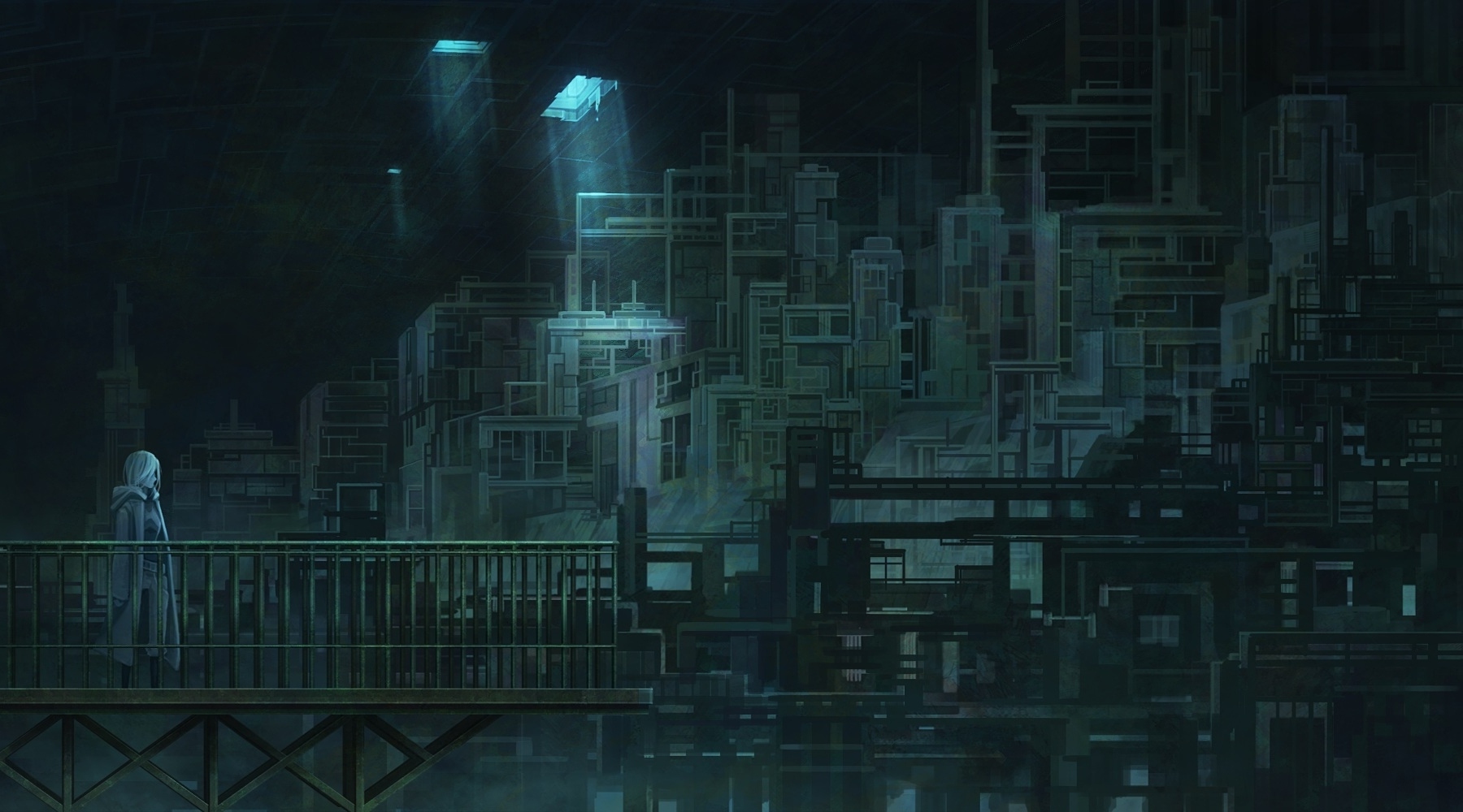 Wallpaper Cape, Hoodie, Anime Underground City, Industrial:1800x1000