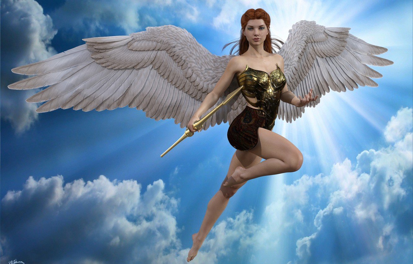 Wallpaper girl, heaven, angel image for desktop, section рендеринг