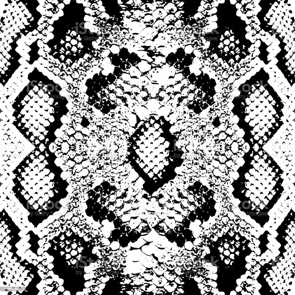 Snake Skin Scales Texture Seamless Pattern Black Isolated On White Background Simple Ornament Fashion Print And Trend Of The Season Can Be Used For Gift Wrap Fabrics Wallpaper Vector Stock Illustration