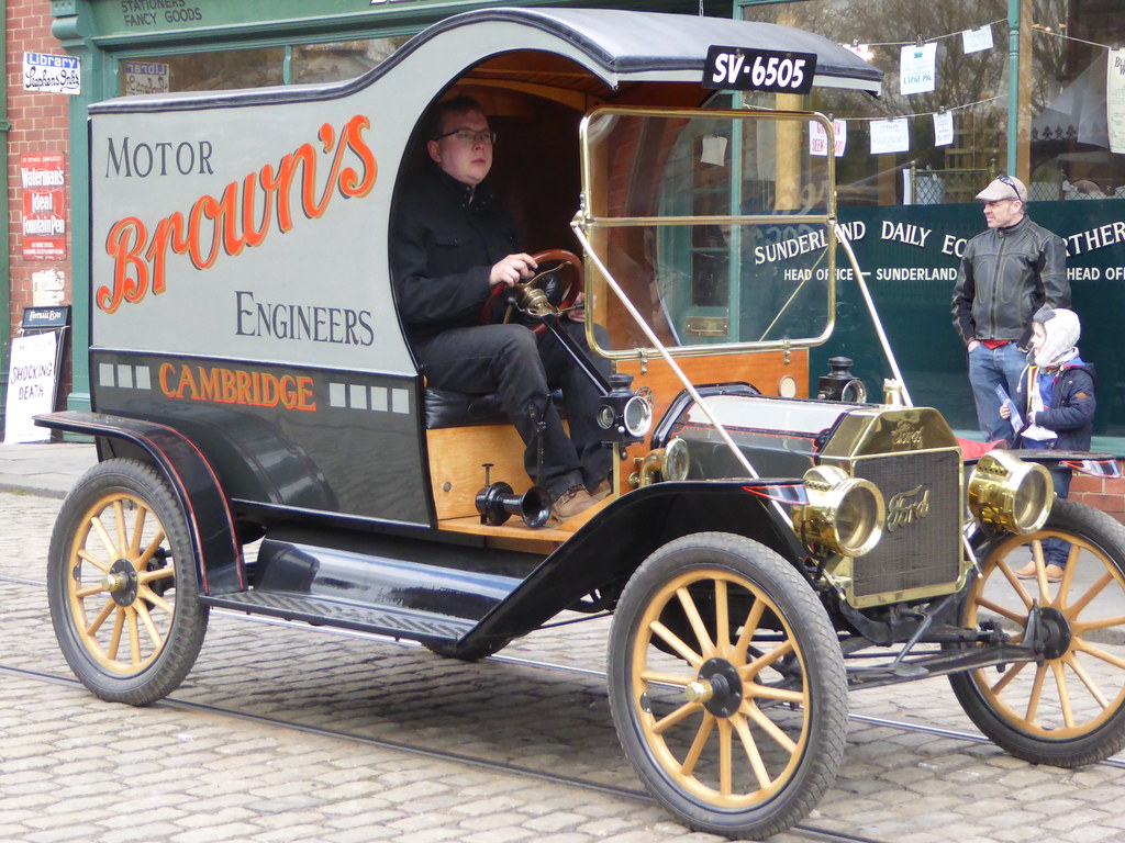 Ford Model T Van. Trundling Down The Cobbled Town Stre