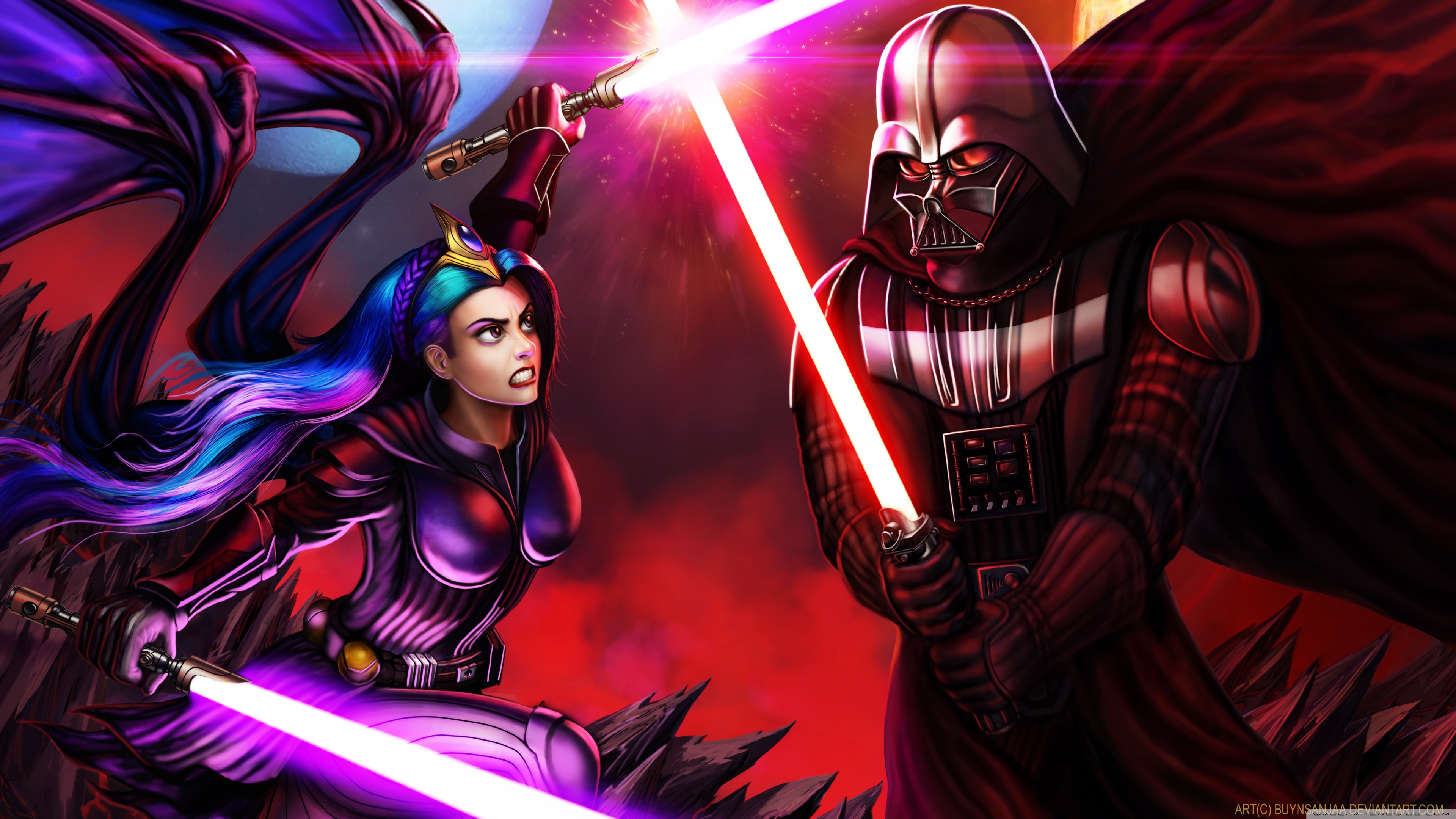 Darth Vader and Jedi Queen Ultra HD Desktop Background Wallpaper for 4K UHD TV, Widescreen & UltraWide Desktop & Laptop, Tablet