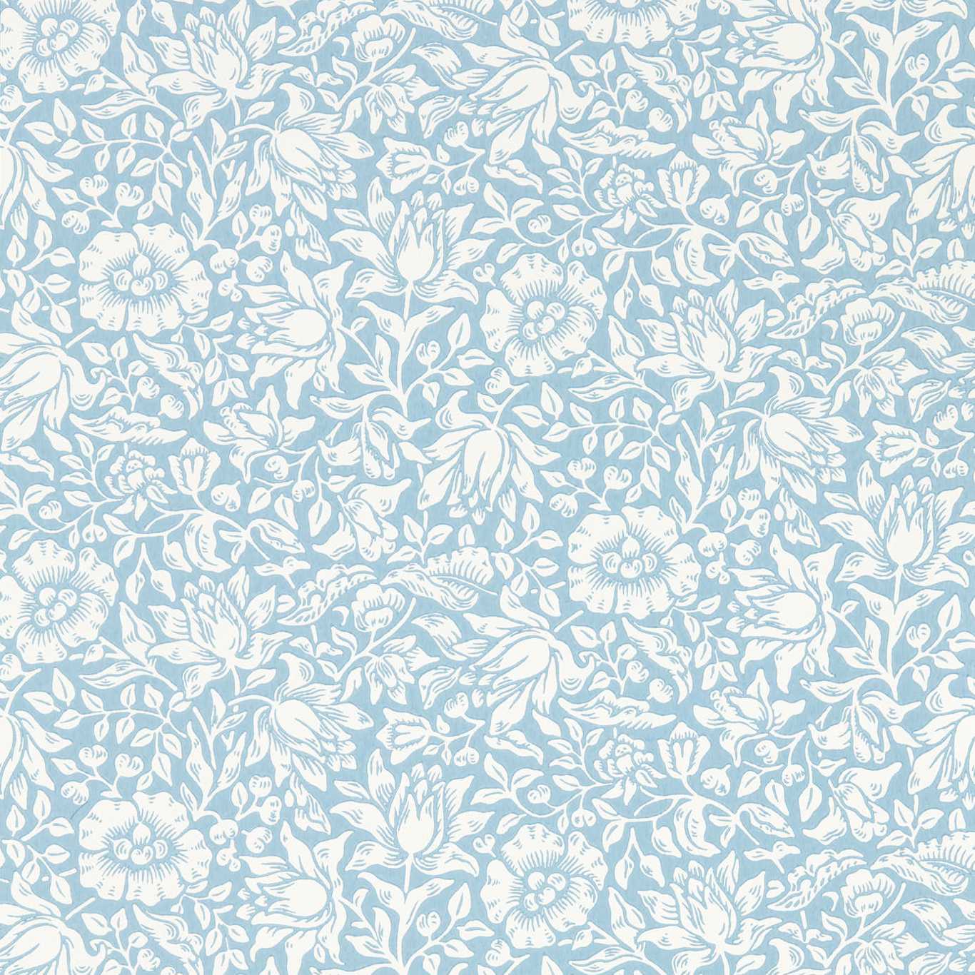 Mallow Powder Blue Wallpaper. Morris & Co
