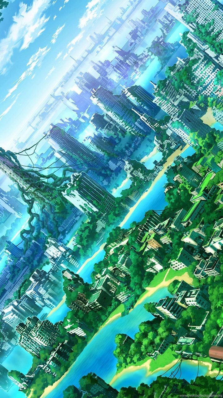 Green City Wallpaper Anime Wallpaper Desktop Background